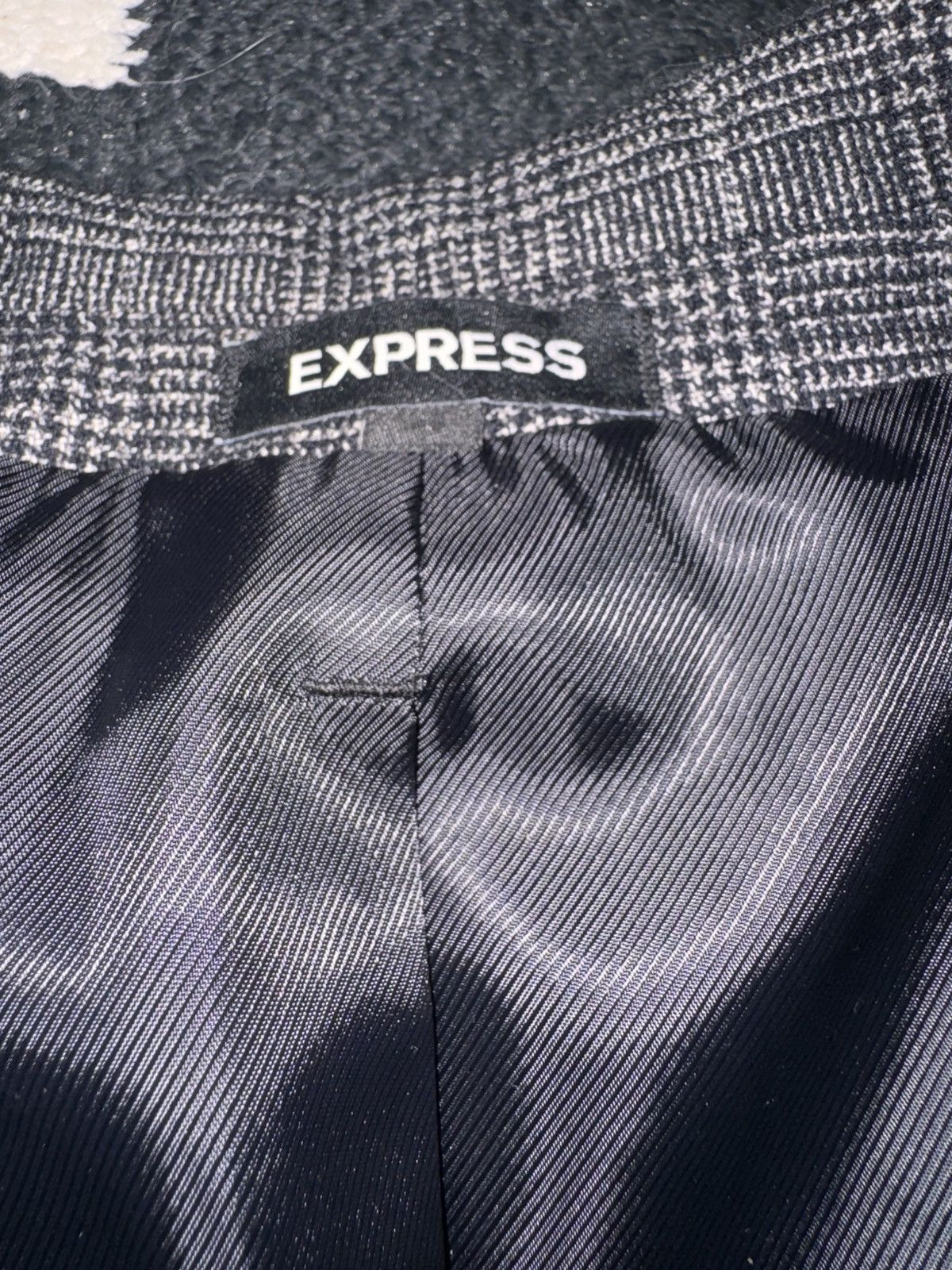 Express Express Slim-Fit Glen Plaid Blazer – Charcoal/Black 38R Size 34R - 3 Thumbnail