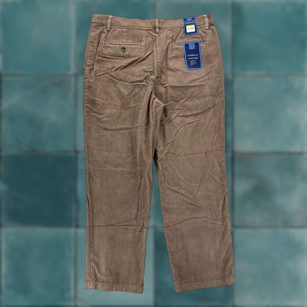 Croft & Barrow Croft & Barrow Corduroy Pants Mens 36x30 Brown Flat Front Classic Fit Casual NWT Size US 36 / EU 52 - 1 Thumbnail