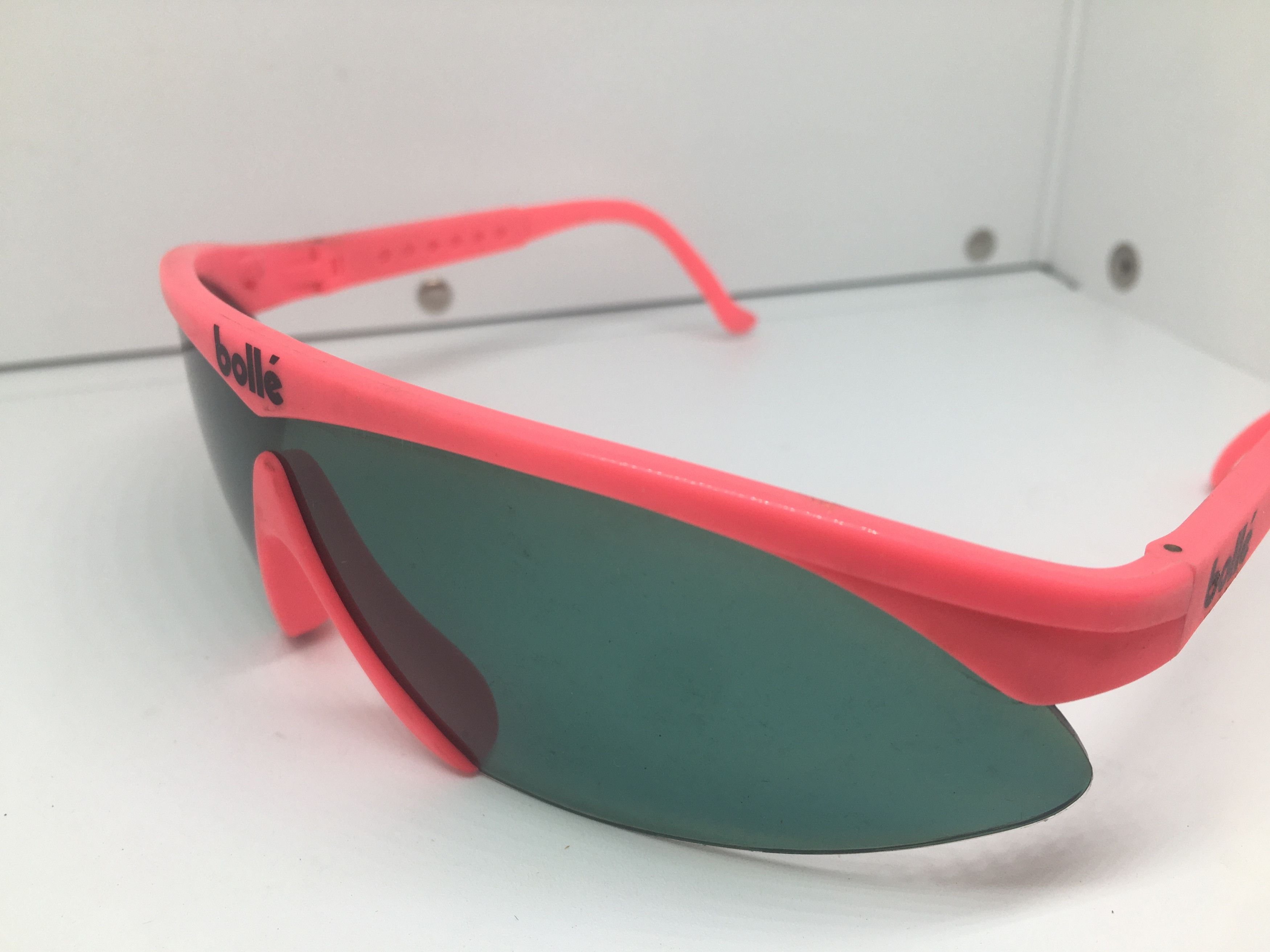 Vintage Vintage 70s Bolle Wrapped Pink Half Rim Sunglasses Frame Size ONE SIZE - 3 Thumbnail