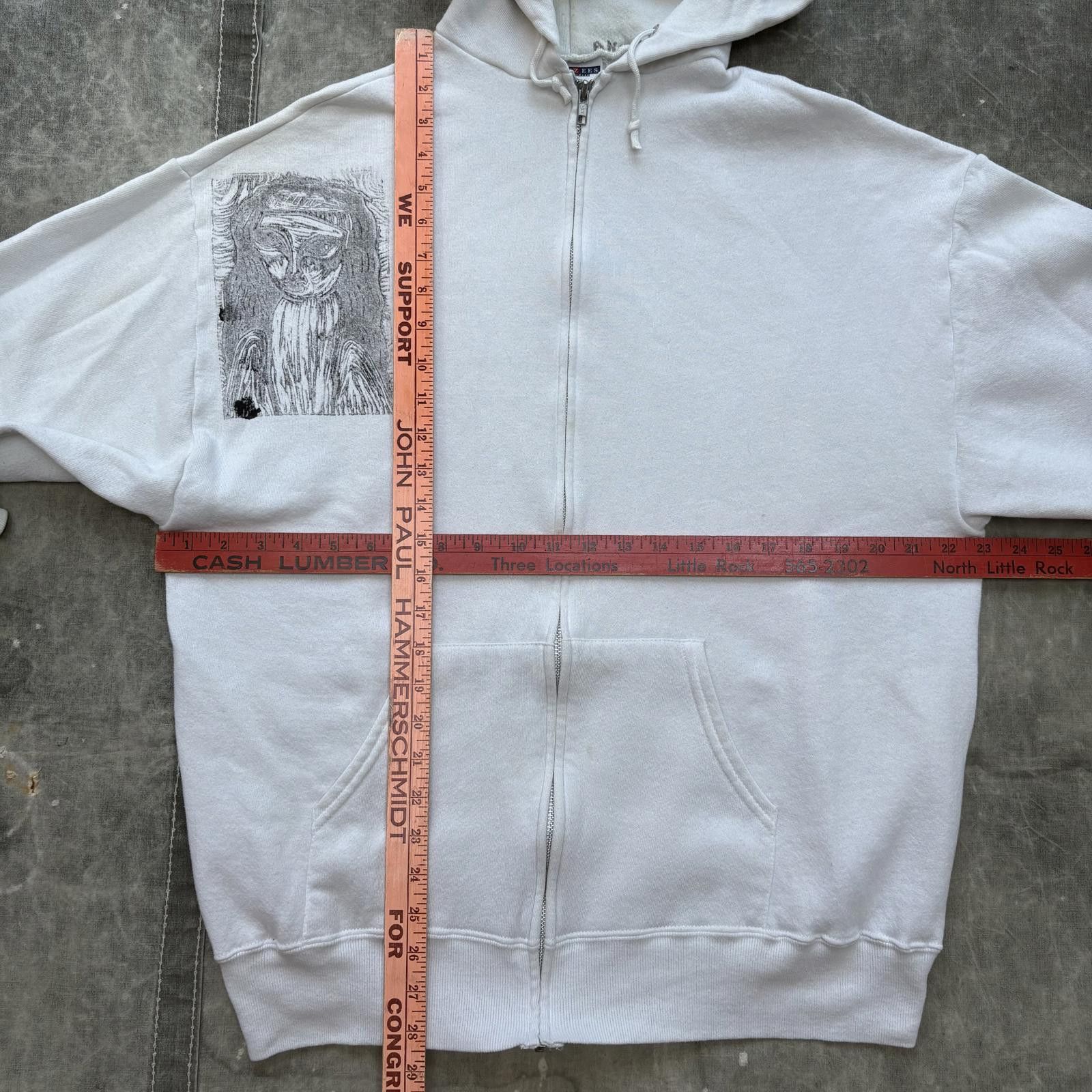 Jerzees Vintage 90s Handmade Stamped Unique Lady Art Full Zip Hoodie Size US XL / EU 56 / 4 - 4 Thumbnail