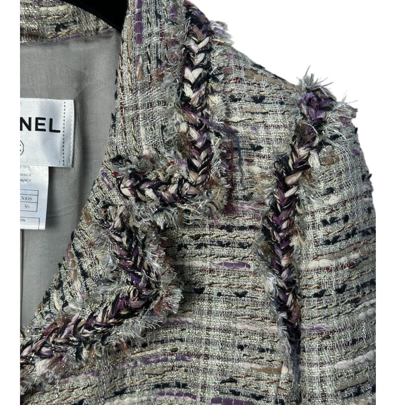 Chanel Chanel 2008 Grey Purple Tweed Fringe Jacket Sz.36 Size XS / US 0-2 / IT 36-38 - 3 Thumbnail