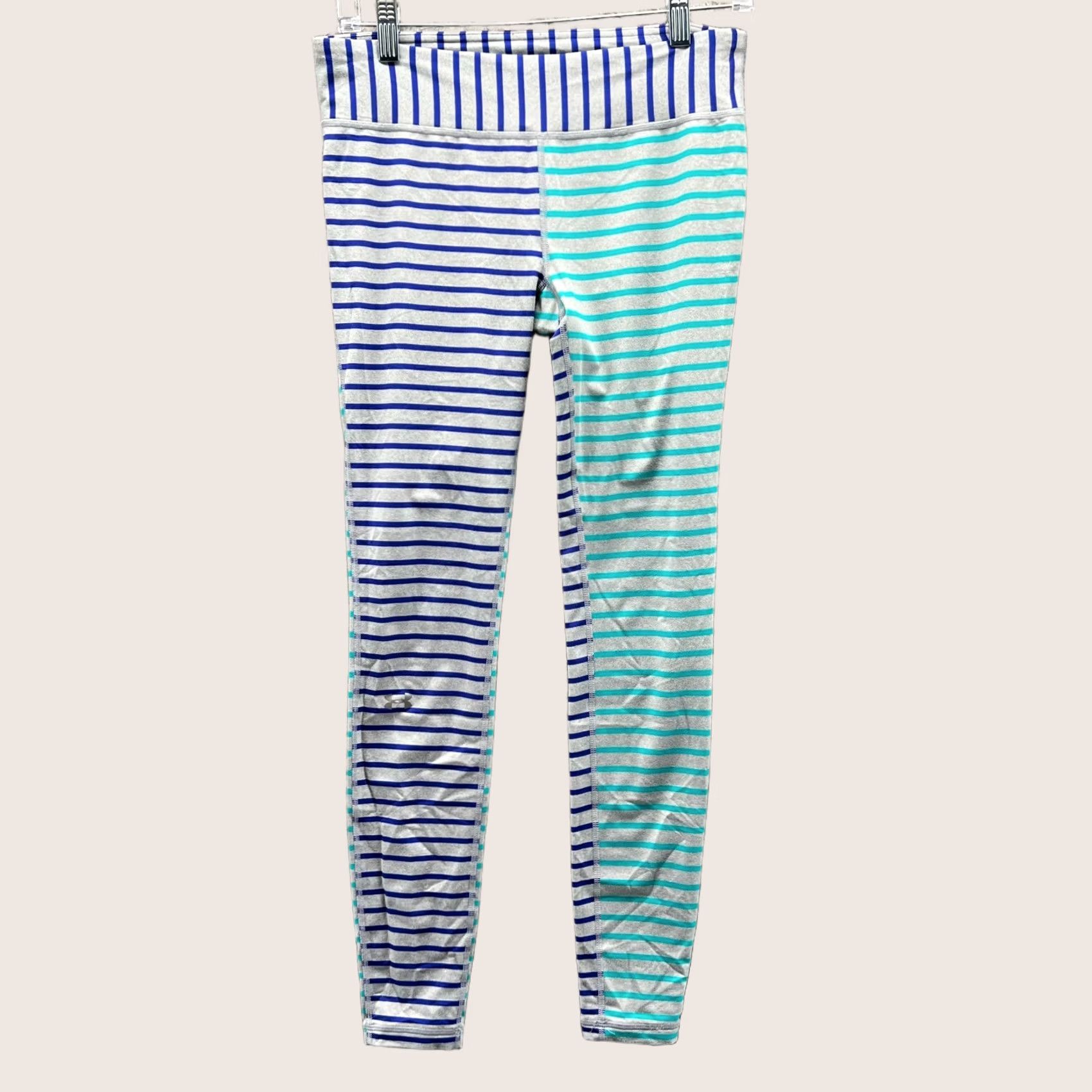 Under Armour Under Armour Legging Women M Gray Striped HeatGear Fitted High Rise Stretch Pants Skinny Inseam 27 Size 32" / US 10 / IT 46 - 1 Thumbnail