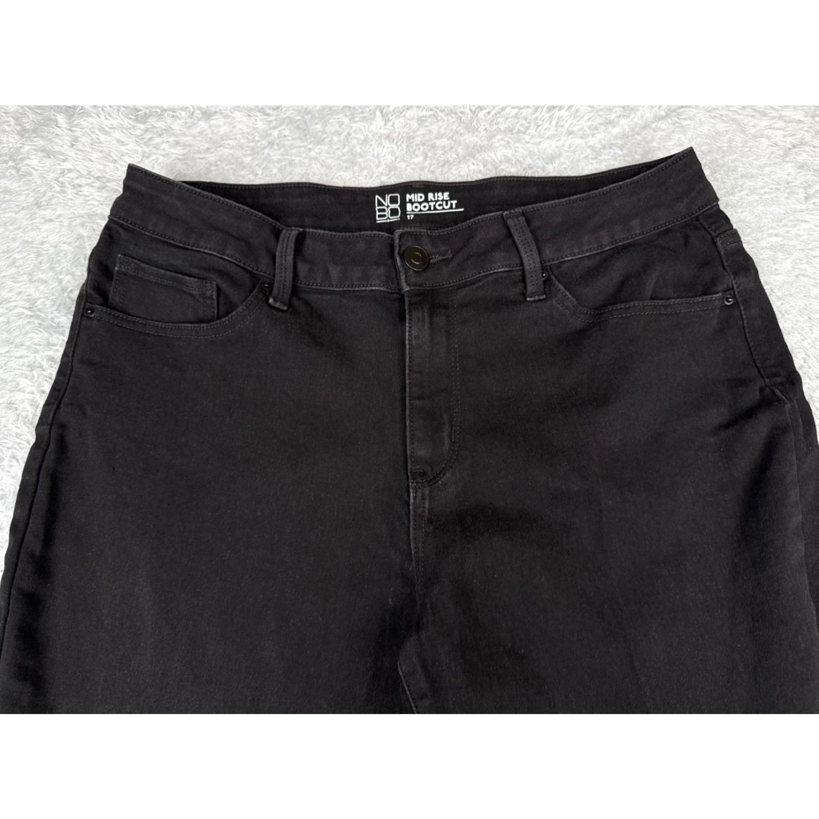 Vintage No Boundaries Jeans Juniors 17 Black Denim Bootcut Mid Rise Cotton Blend 32x31 Womens Jeans Retro Western 90s Mens Girls Size 38" / US 16 / IT 52 - 4 Thumbnail
