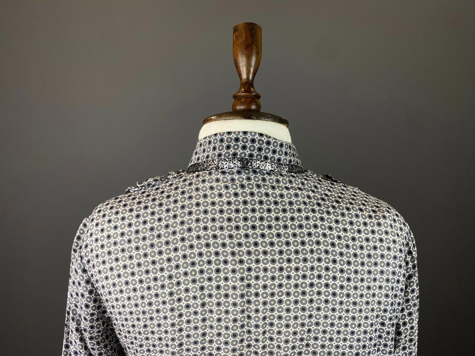 Designer Max Volmary Diamonds and Pearls Gray Blouse Shirt Size 40 Size M / US 6-8 / IT 42-44 - 7 Thumbnail