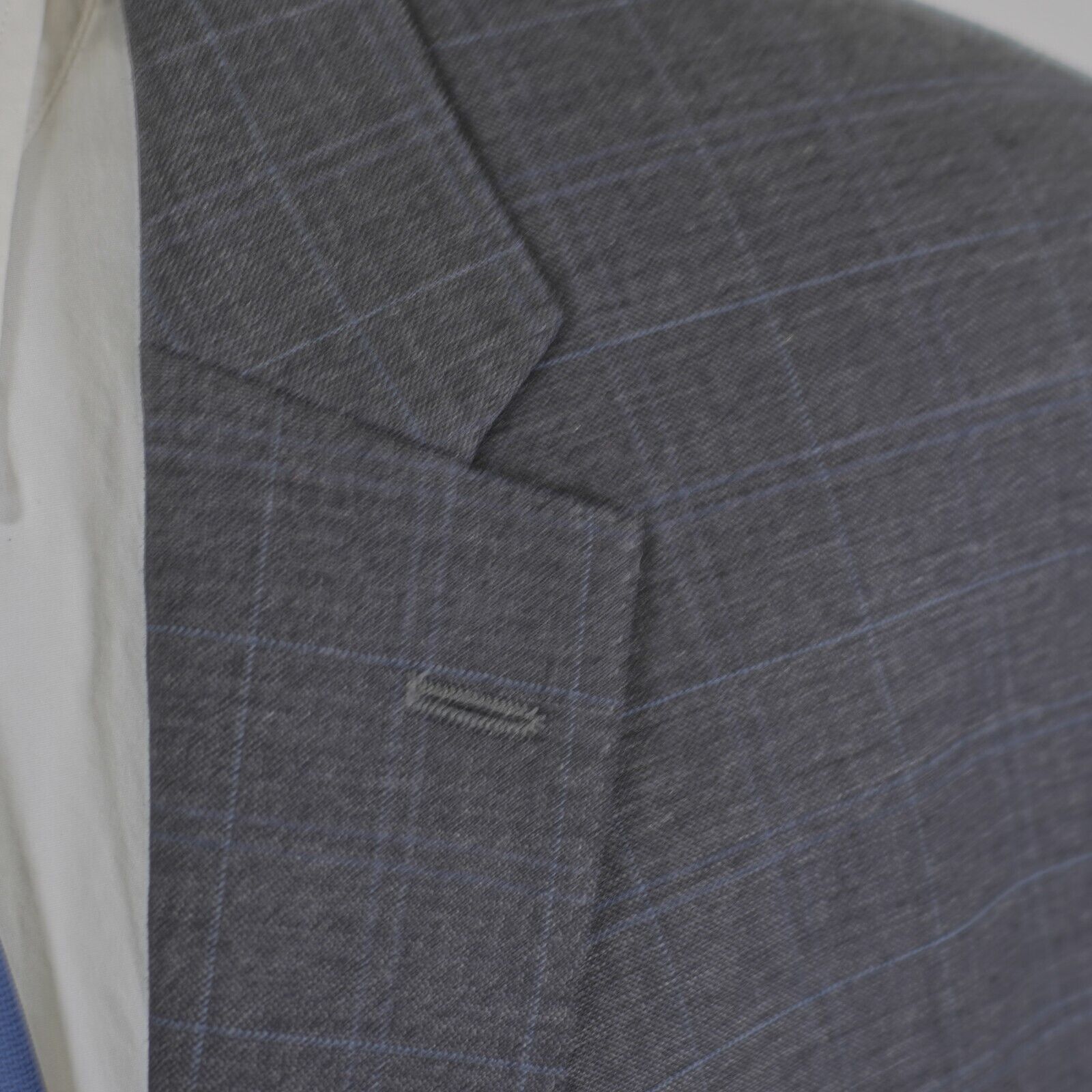Tommy Hilfiger Tommy Hilfiger Wool Blend Gray W/ Blue Windowpane 2 Piece Su Size 46S - 6 Thumbnail