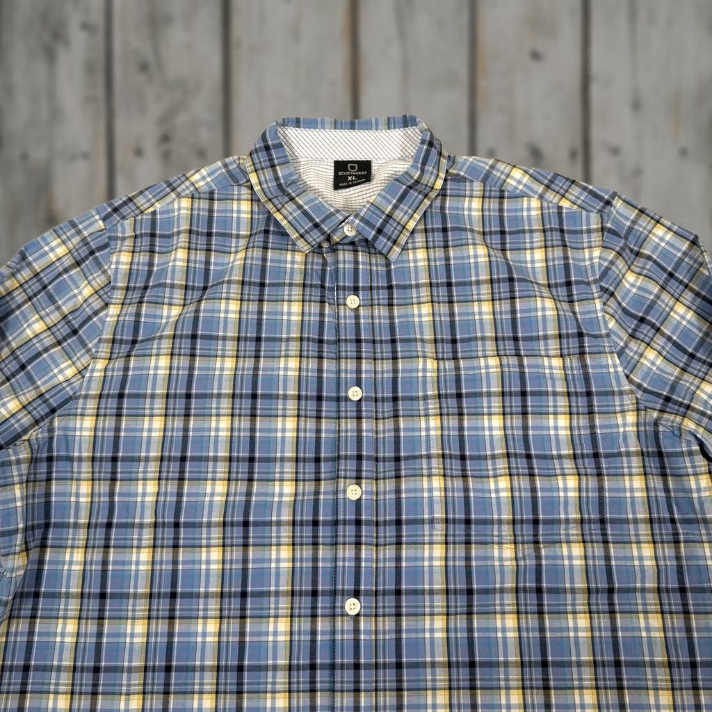 Vintage SCOTTeVEST Shirt Mens XL Blue Plaid Ozark Button Up Stretch Travel Pockets Hike Size US XL / EU 56 / 4 - 1 Thumbnail