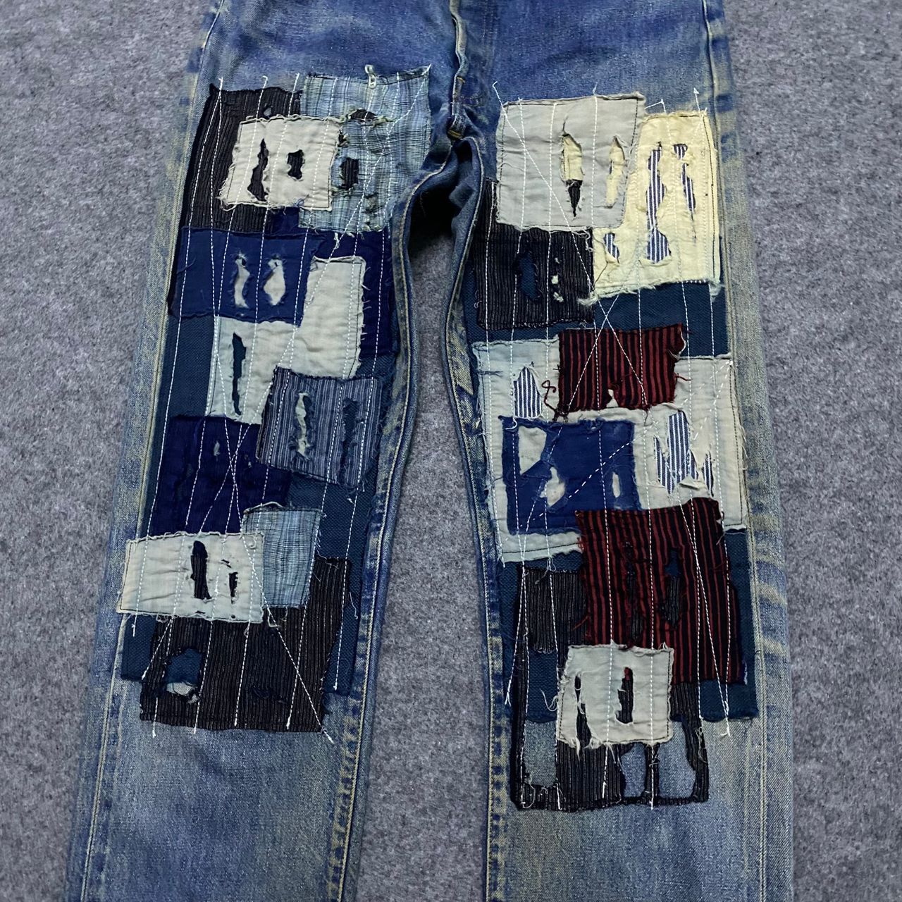 Vintage 90s Levis 501 Selvegde Patchwork Kurt Cobain Style