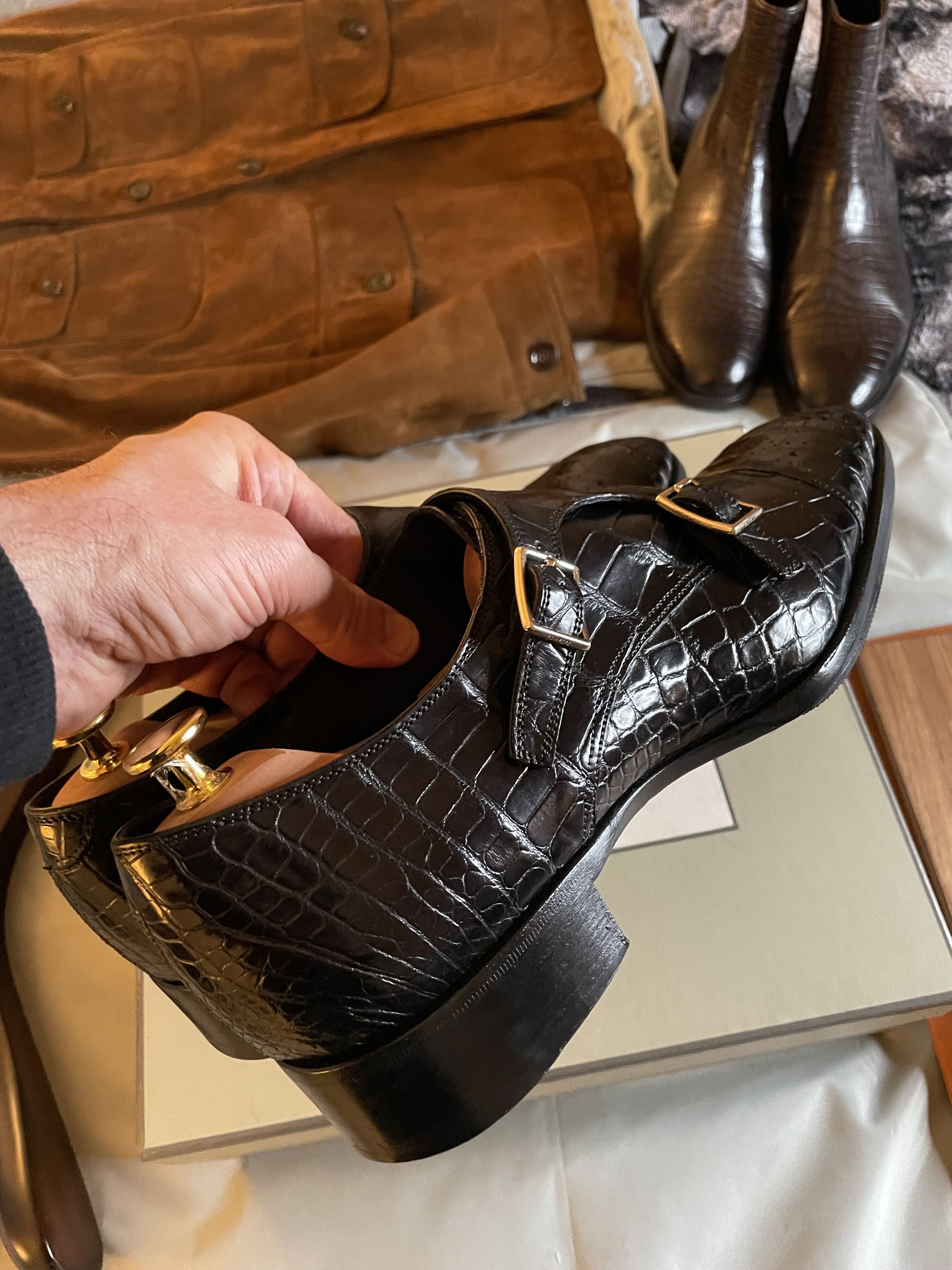 Tom Ford The A-List Celeb RARE $16K TOM FORD Alligator Monk Straps Size US 11 / EU 44 - 17 Thumbnail
