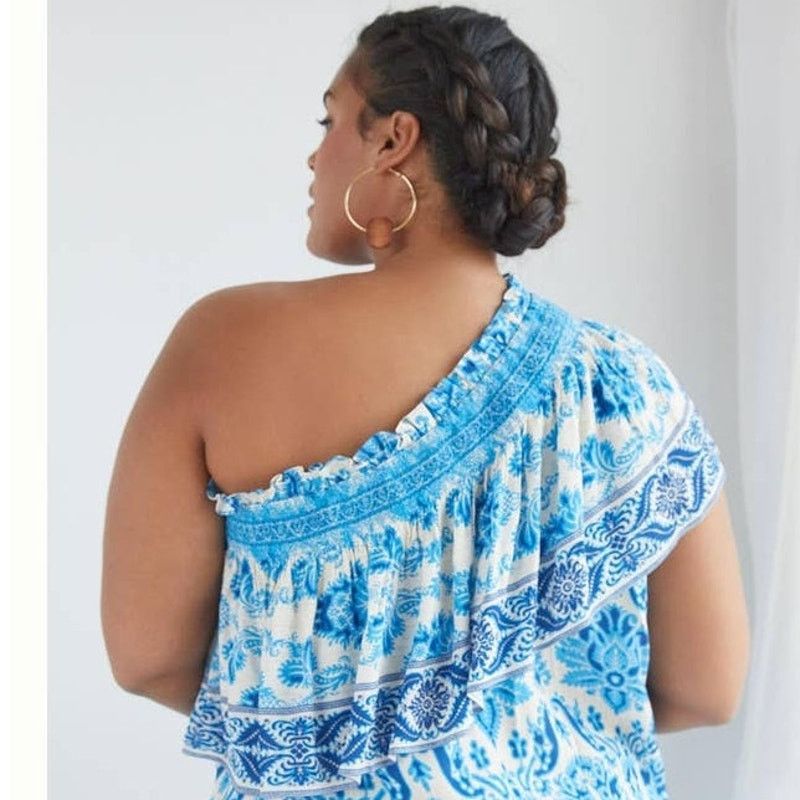 Anthropologie New Plenty by Tracy Reese Ruffled One-Shoulder Blouse Size XXL / US 16-18 / IT 52-54 - 2 Thumbnail