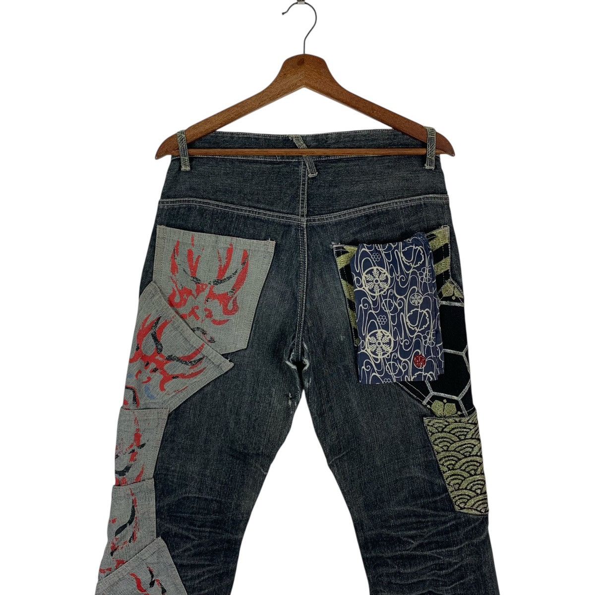 Kapital JAPANESE BRAND GUMU STYLE PATCHWORK POCKET DENIM PANTS Size US 30 / EU 46 - 4 Thumbnail