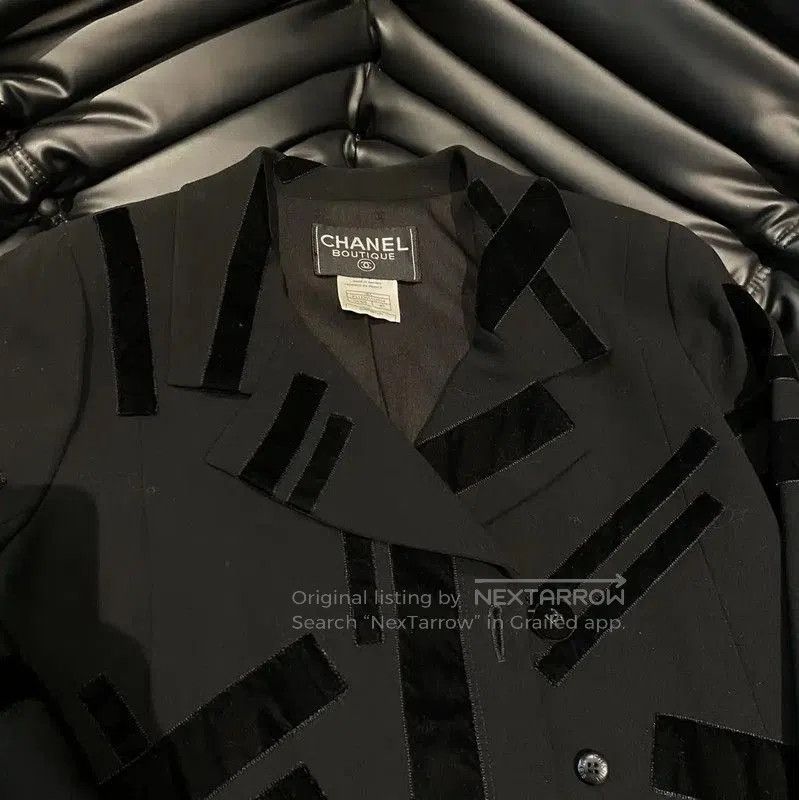 Chanel Chanel Black Silk Striped Women's Jacket . Size M / US 6-8 / IT 42-44 - 3 Thumbnail