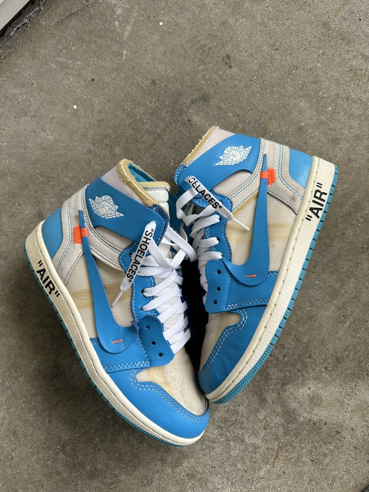 Pre-owned Jordan Nike Air Jordan 1 High Og Off-white Unc Size 7.5 Shoes In Blue