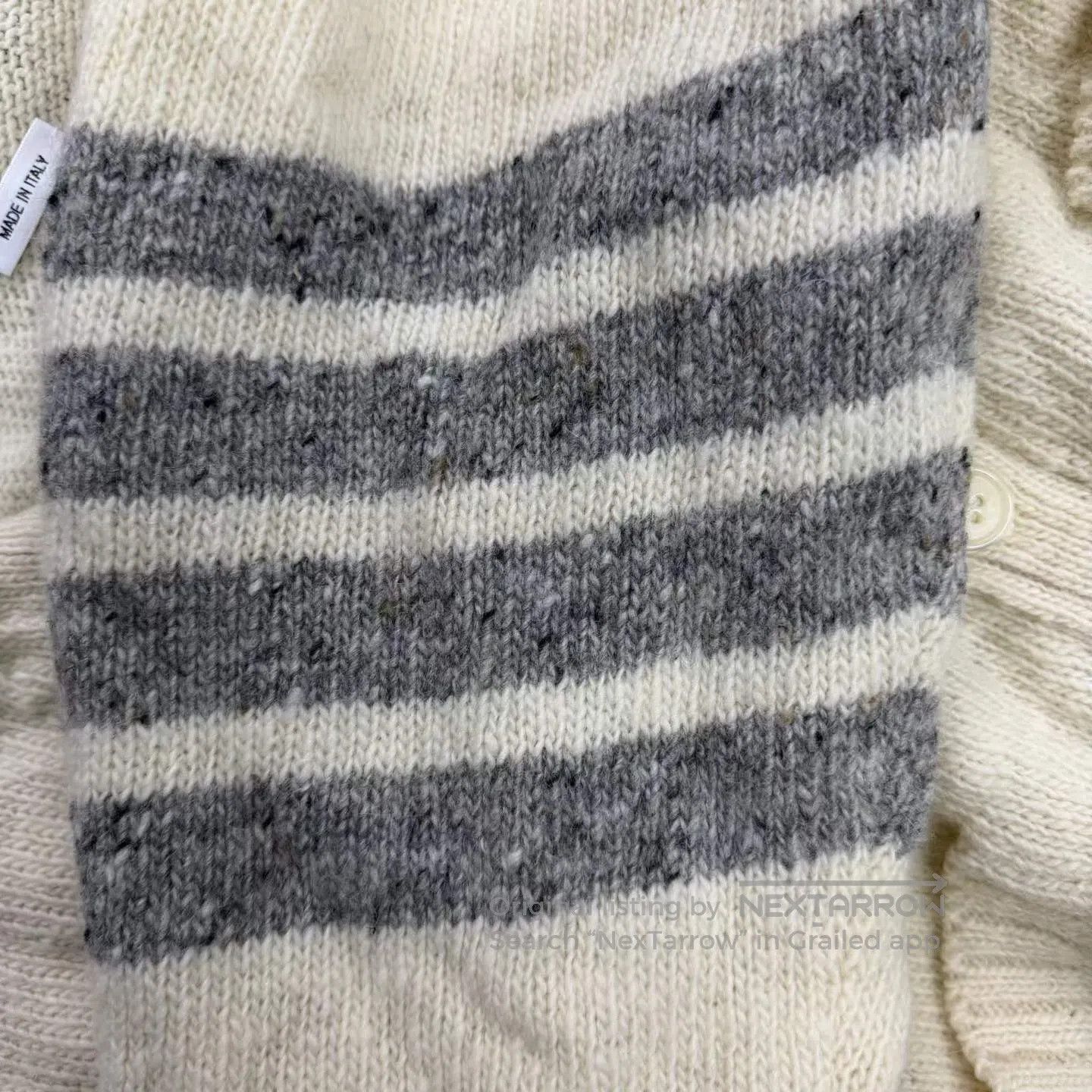 Thom Browne Thom Browne Beige Four-Bar Pocket Wool Cardigan| Size US S / EU 44-46 / 1 - 4 Thumbnail