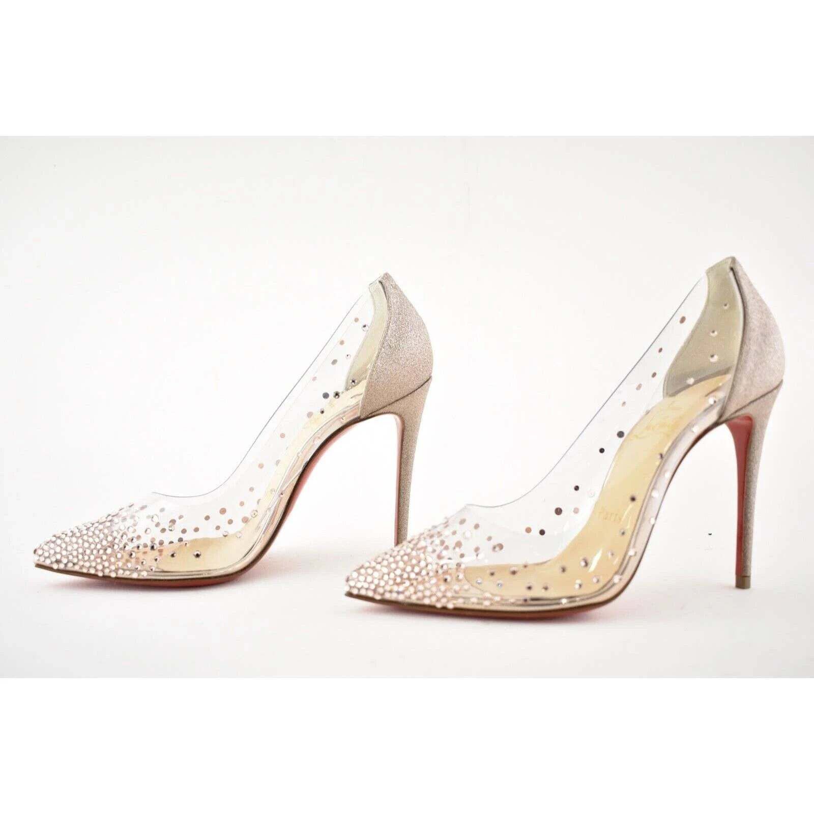 Christian Louboutin Degrastrass PVC 100 Pink Courtisane Glitter Heel Pump 35.5 Size US 5.5 / IT 35.5 - 9 Thumbnail