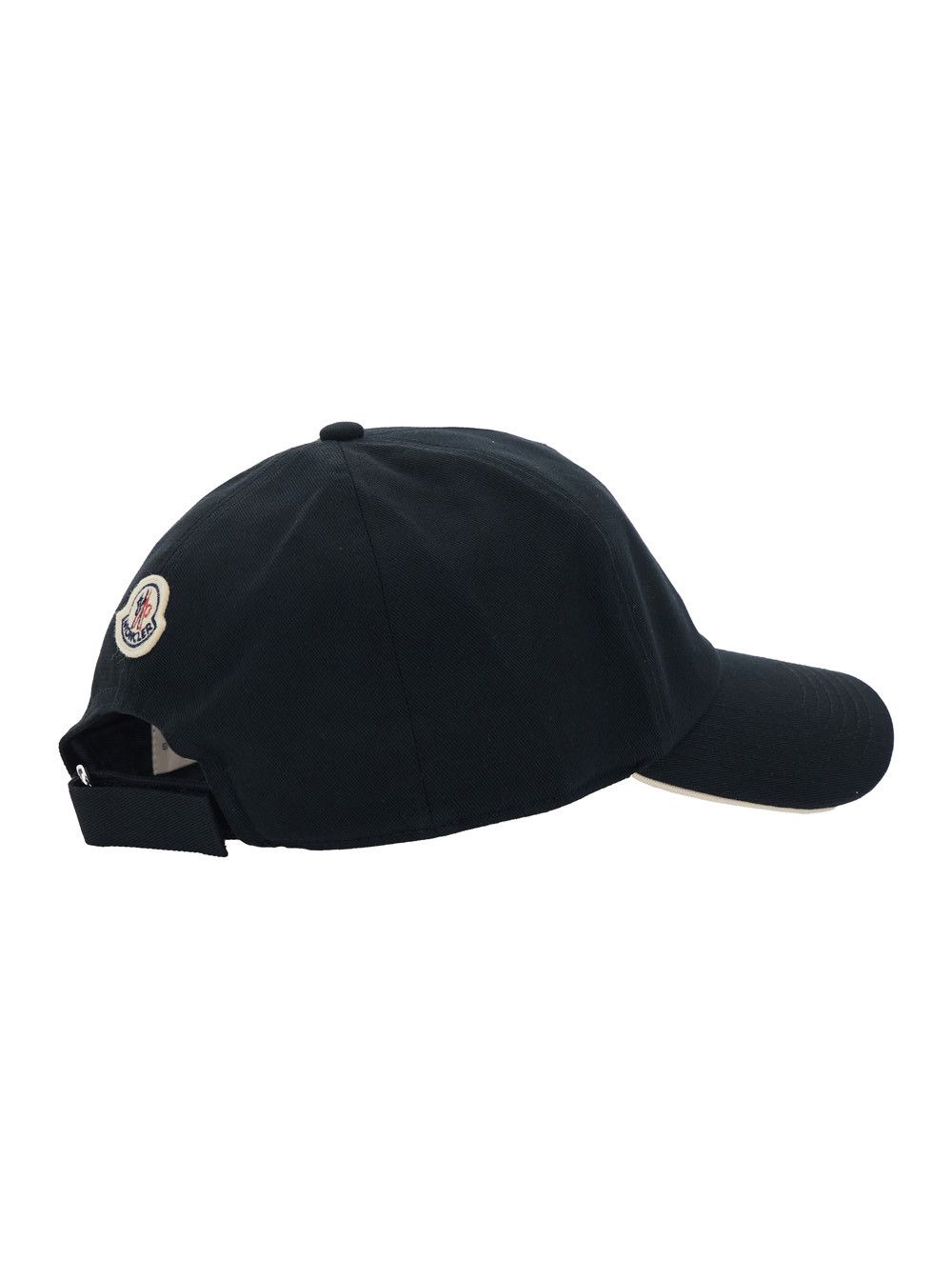 Moncler Black Baseball Cap with logo lettering on the front in Cotton Men Size ONE SIZE - 1 Thumbnail