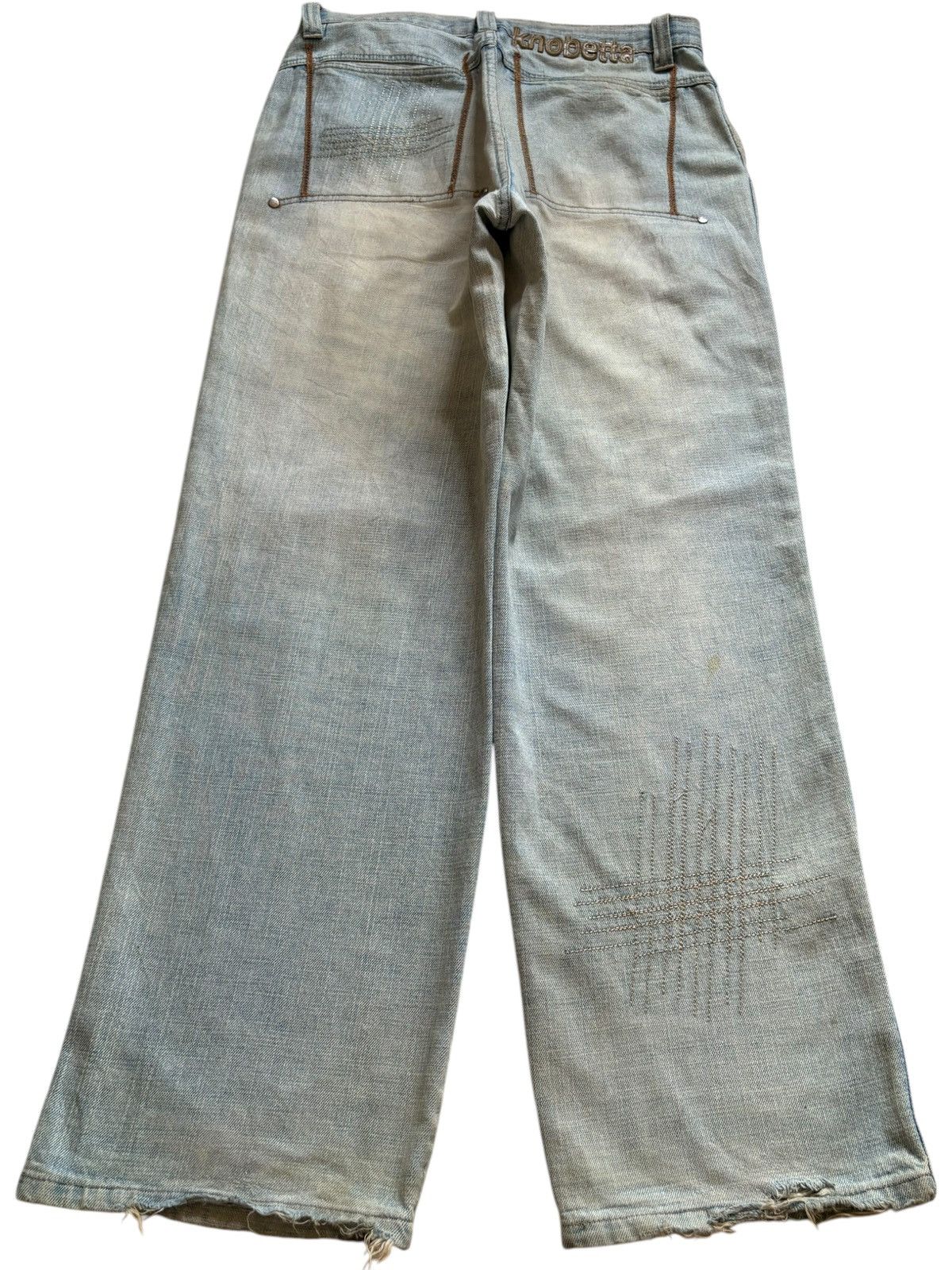 Japanese Brand Vintage Kno Betta Light Mud Wash Distressed Baggy Jeans Size US 32 / EU 48 - 2 Thumbnail