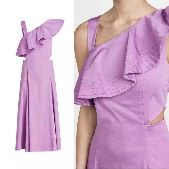 Veronica Beard Veronica Beard One Shoulder Cutout Maxi Dress Vivid Orchid Size XS / US 0-2 / IT 36-38 - 2 Thumbnail