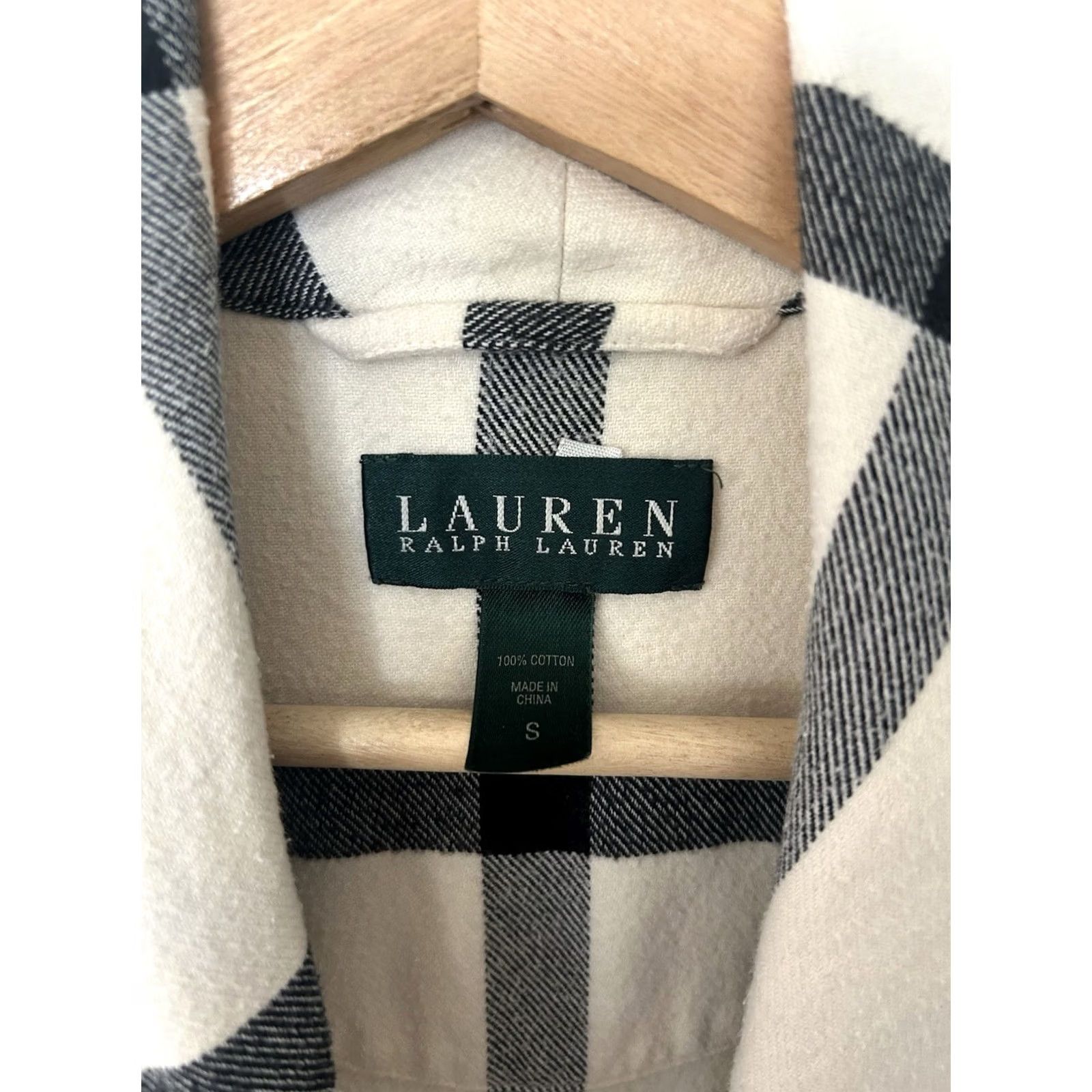 Ralph Lauren Lauren Ralph Lauren Robe Womens S Ivory Black Cotton Flannel Logo Check Belted Pockets Kimono Tie Bedtime Bath Spa LRL Size ONE SIZE - 2 Thumbnail