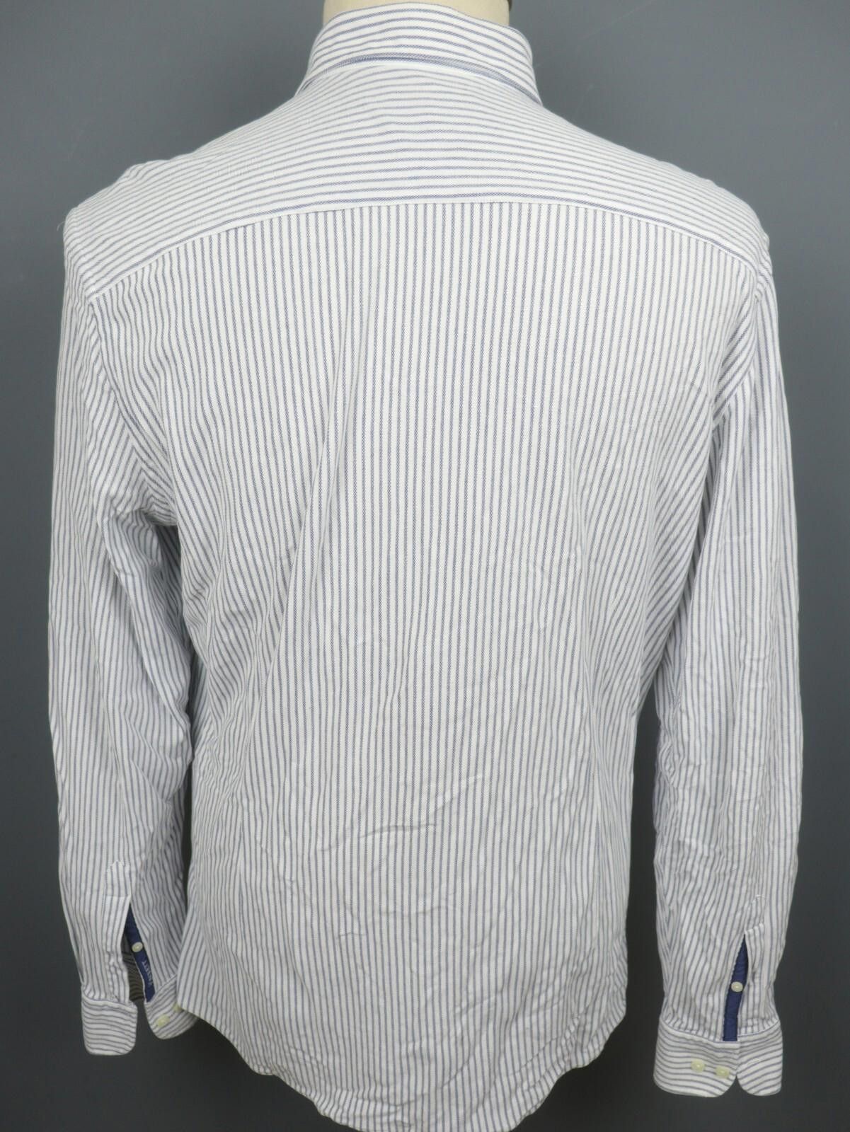 Designer Hackett London White Striped Button Down Shirt Size XL Size US XL / EU 56 / 4 - 10 Thumbnail