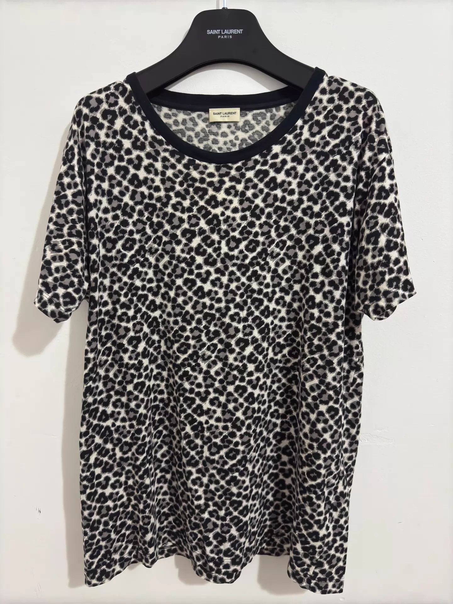 Saint Laurent Paris SLP 14FW Beige Black Gray Leopard Crew Neck Tee L Size US L / EU 52-54 / 3 - 1 Thumbnail