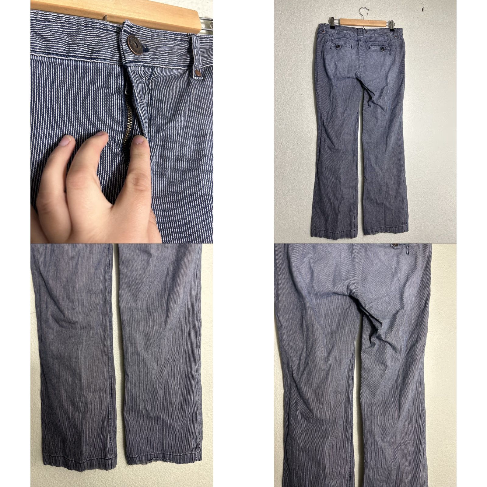 Eddie Bauer Eddie Bauer Womens Pants Striped Blue White Distressed Cotton Spandex 8 Regular 32in Inseam Womens Size 30" / US 8 / IT 44 - 8 Thumbnail