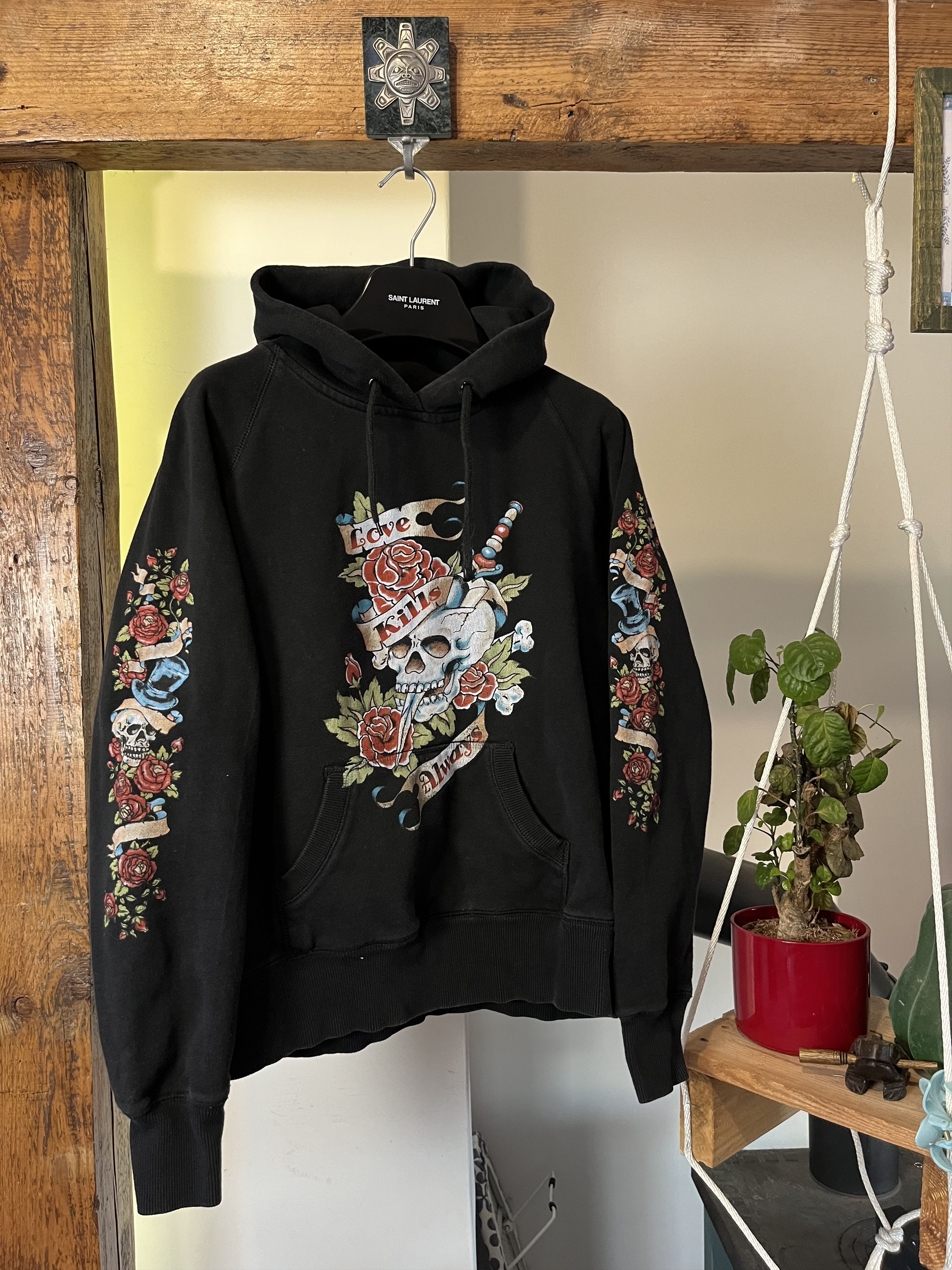 Vintage Ed Hardy Style Skull Rose Tattoo Hoodie Drip