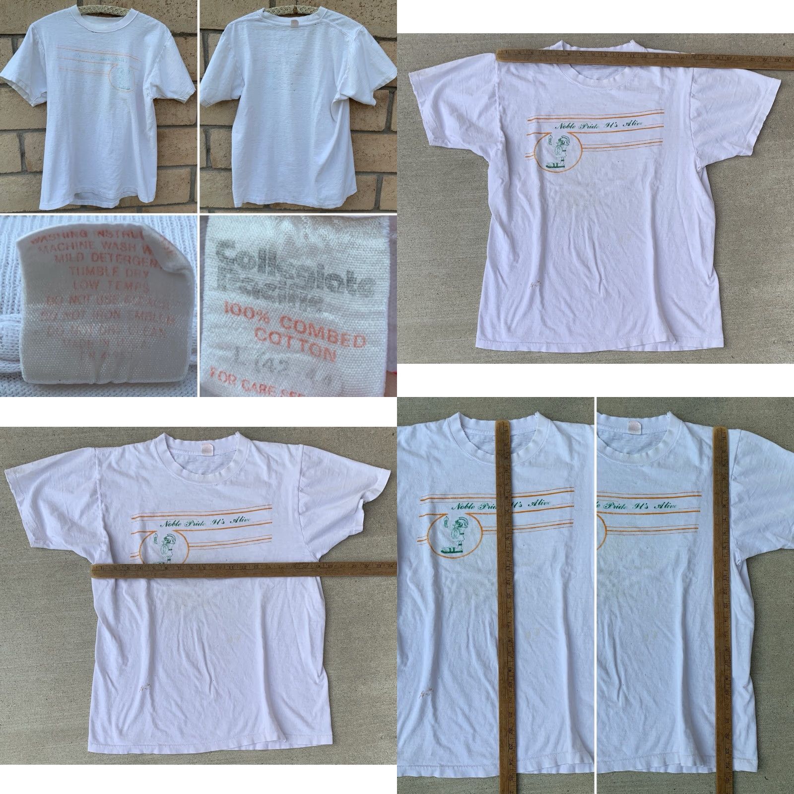 Thrasher Vintage Notre Dame Its Alive T Shirt Collegiate Pacific White Cotton T-Shirt Mens L Graphic Print Distressed Holes 1970s 1980s Size US L / EU 52-54 / 3 - 11 Thumbnail