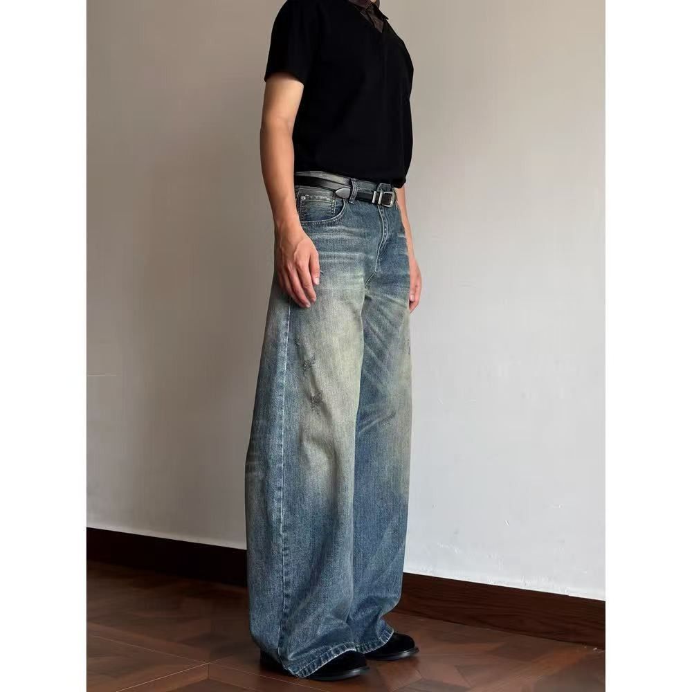 Vintage Blue washed vintage men's ripped jeans Size US 32 / EU 48 - 3 Thumbnail