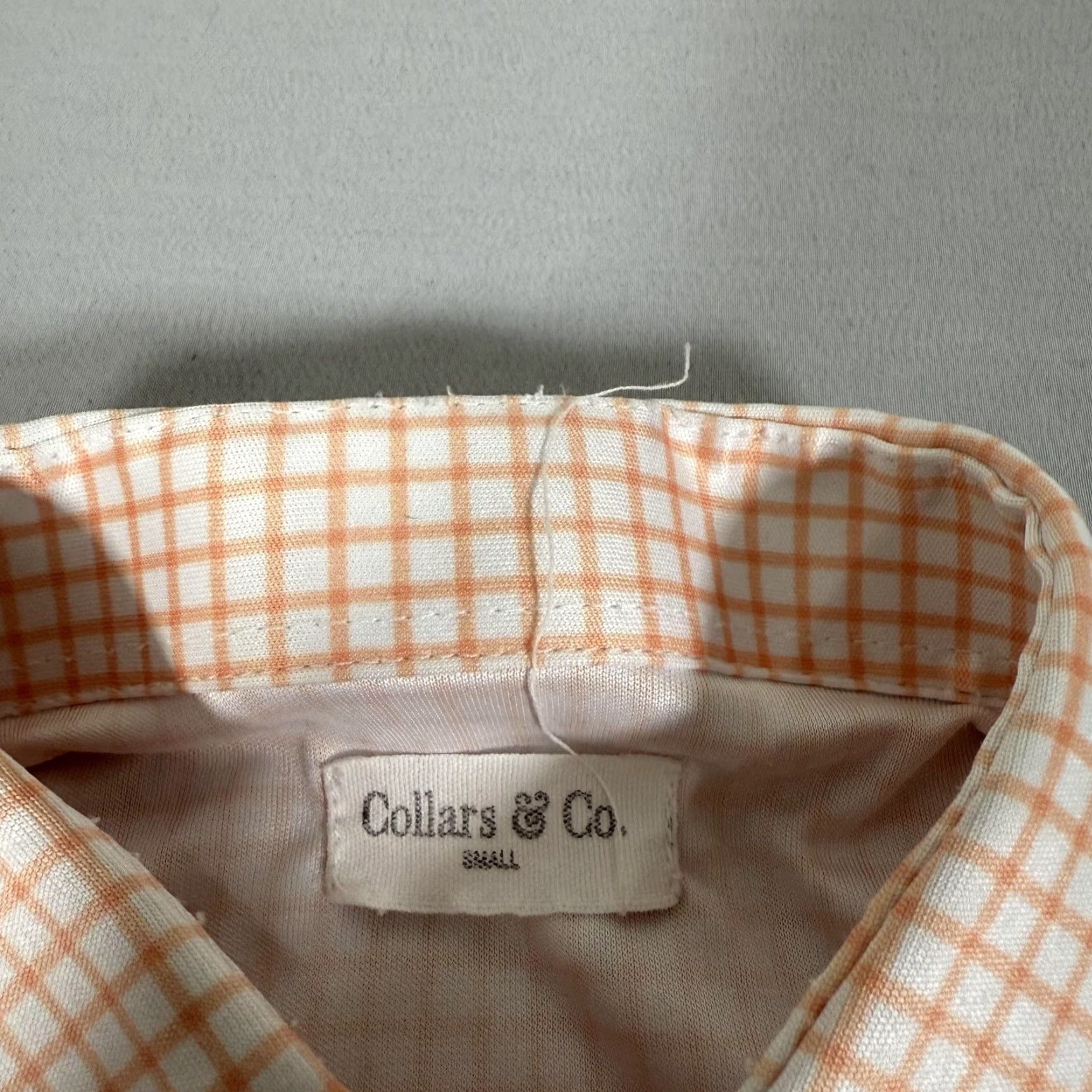 CO Collars & Co Shirt Mens Small Orange Windowpane Long Sleeve Button Up Gingham Check Dress Collars & Co Button-Up Regular Men White Polyester Size US S / EU 44-46 / 1 - 5 Thumbnail