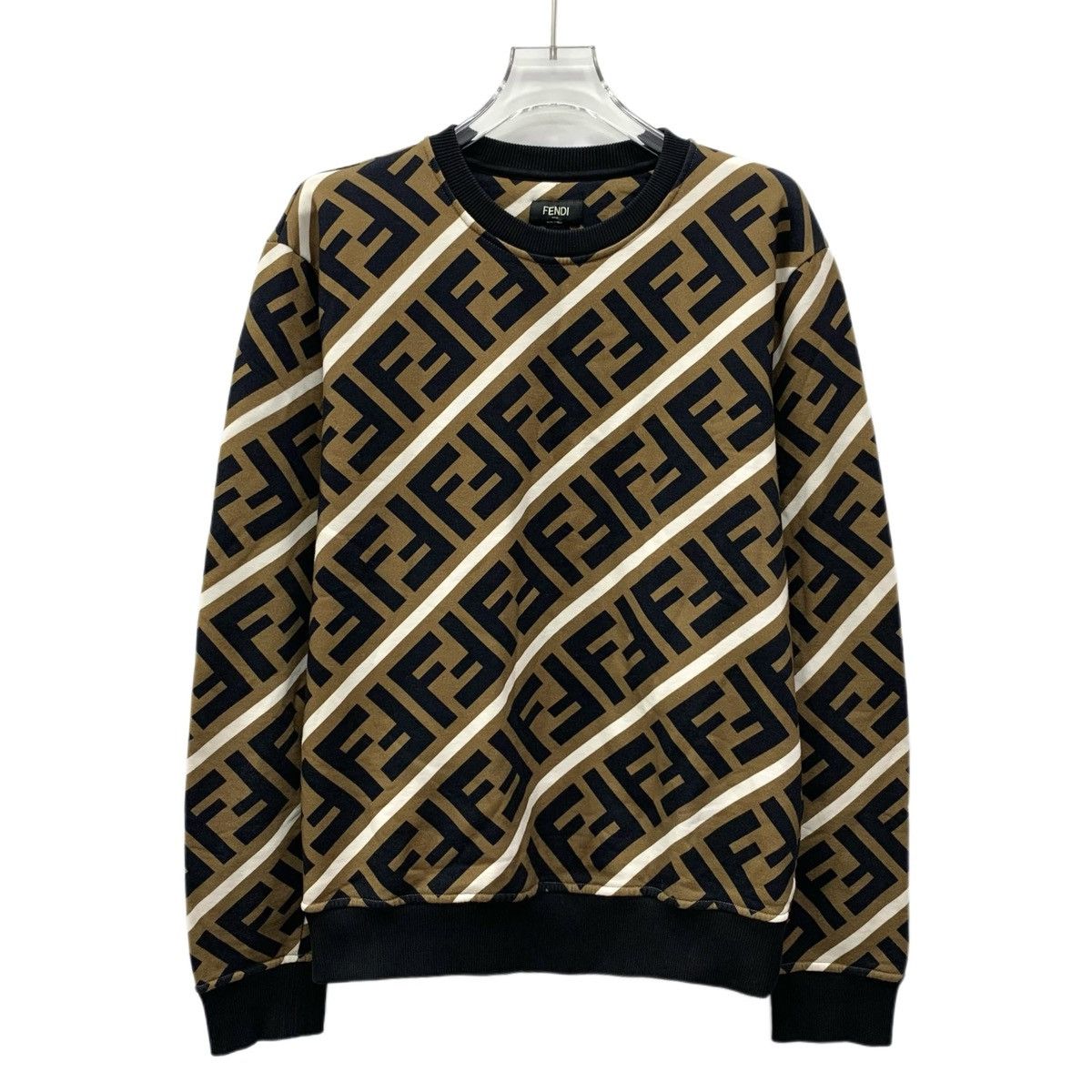 Fendi Fendi Dark Brown Logo All Over Printed Cotton Sweatshirt Size M / US 6-8 / IT 42-44 - 1 Thumbnail
