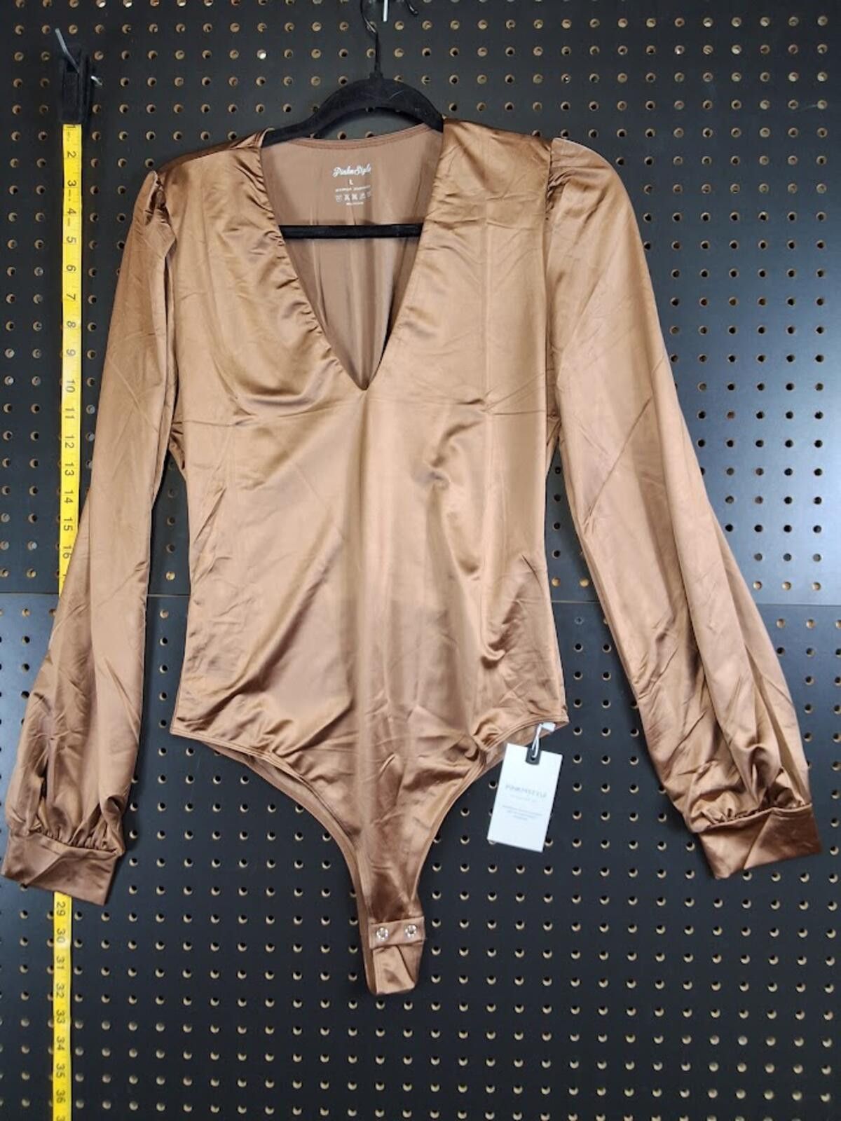 Other Chic Brown Satin Bodysuit - Size L, Elegant & Sleek Size 36" / US 14 / IT 50 - 1 Thumbnail