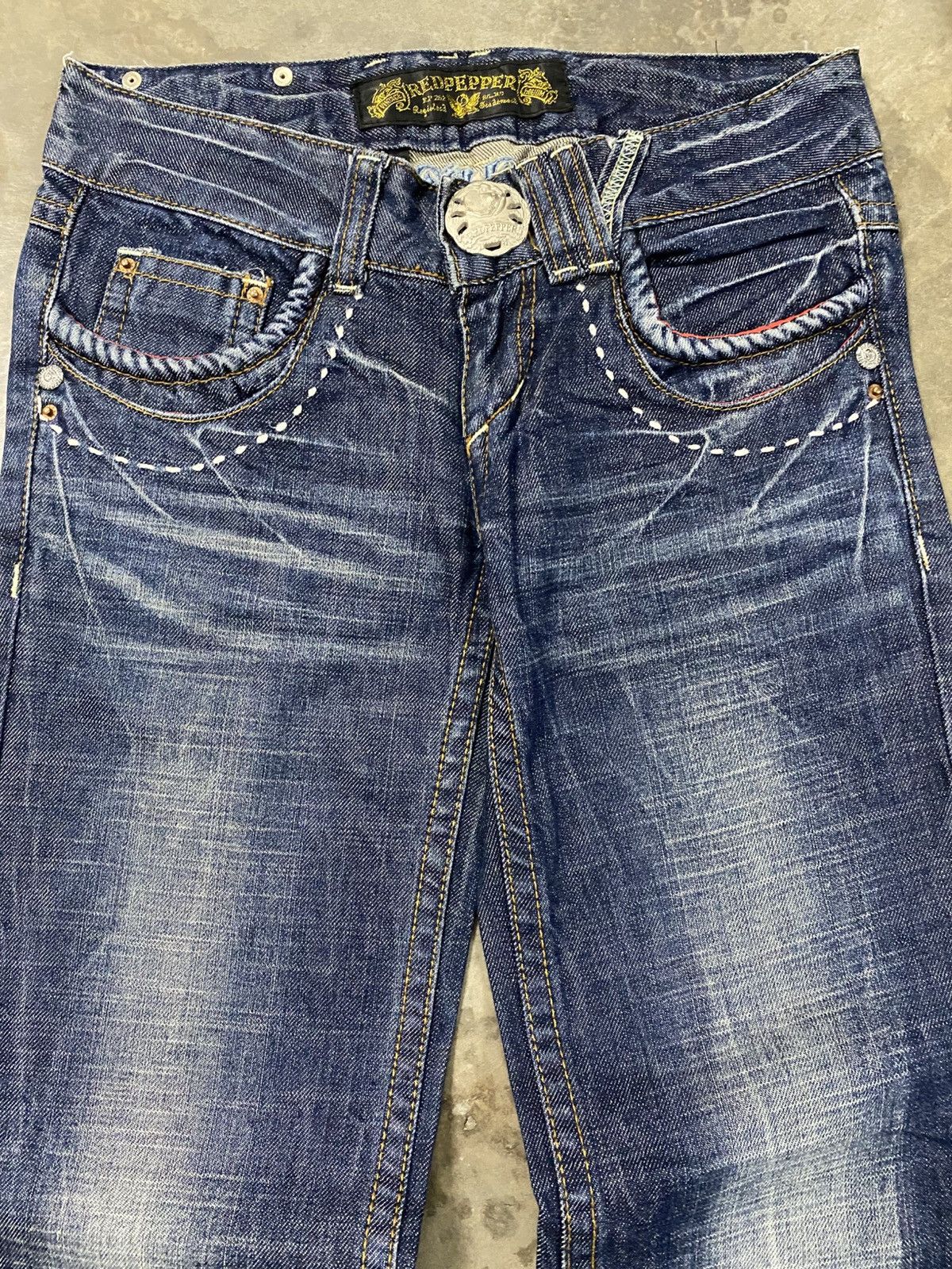Hysteric Glamour × If Only Was True × Le Grande Bleu (L.G.B.) Flare Jeasn Red Pepper Wing Zip up Pocket Jeans @248 Size US 27 - 4 Thumbnail