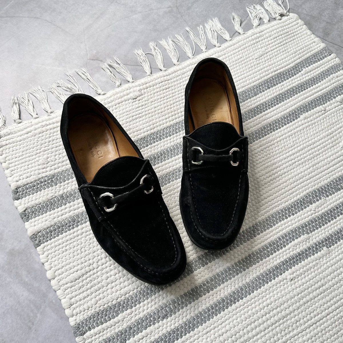 Gucci × Italian Designers Vintage Gucci Suede Black Loafers Shoes 