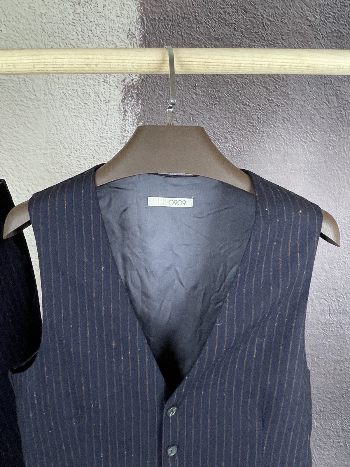 Other 0909 striped wool navy blue set vest + pants suit Size 40R - 3 Thumbnail