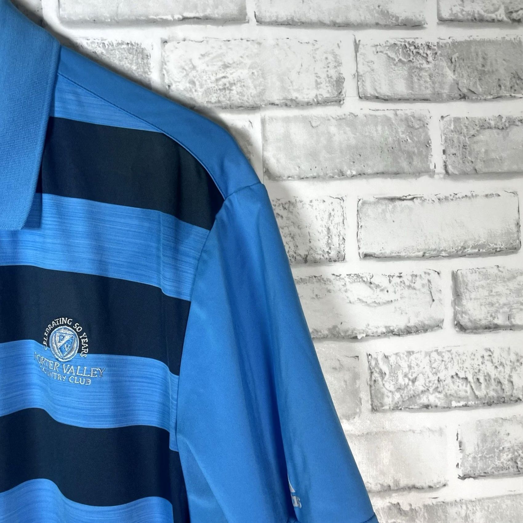 Adidas Adidas Golf Porter Valley Country Club Polo Mens Size L Blue Striped Shirt Golf Size US L / EU 52-54 / 3 - 3 Thumbnail