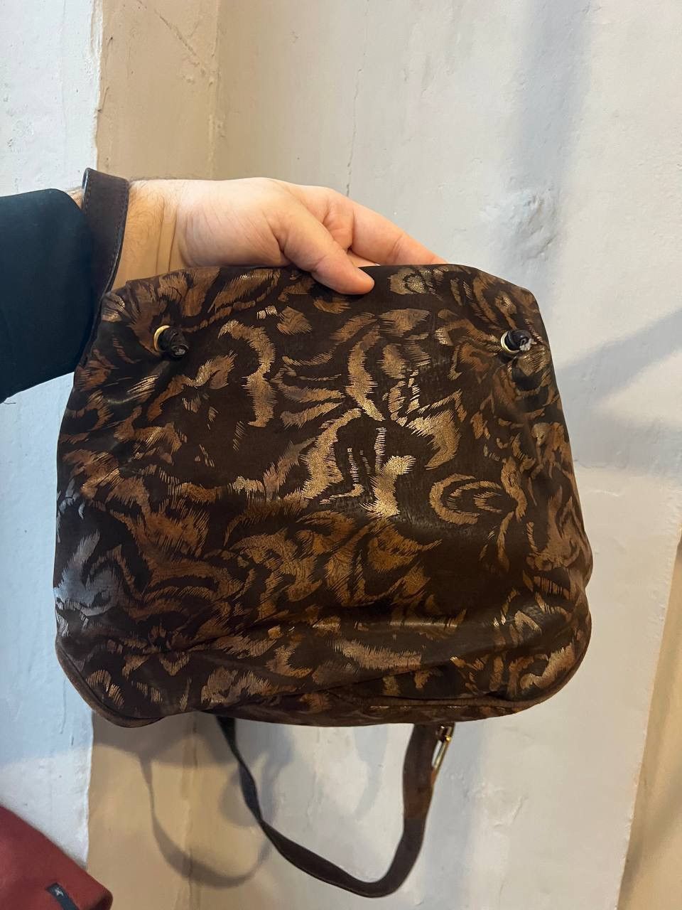 Vintage 90’S RARE VELVET LEATHER FLORAL CESARE PICCINI BAG Size ONE SIZE - 4 Thumbnail