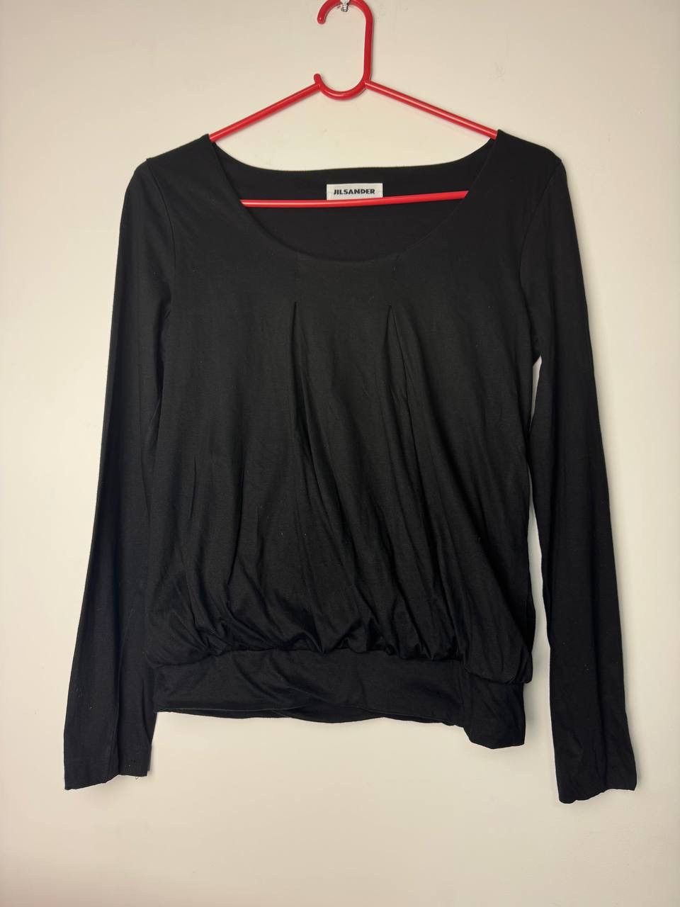 Jil Sander Black Long Sleeve Draped Top