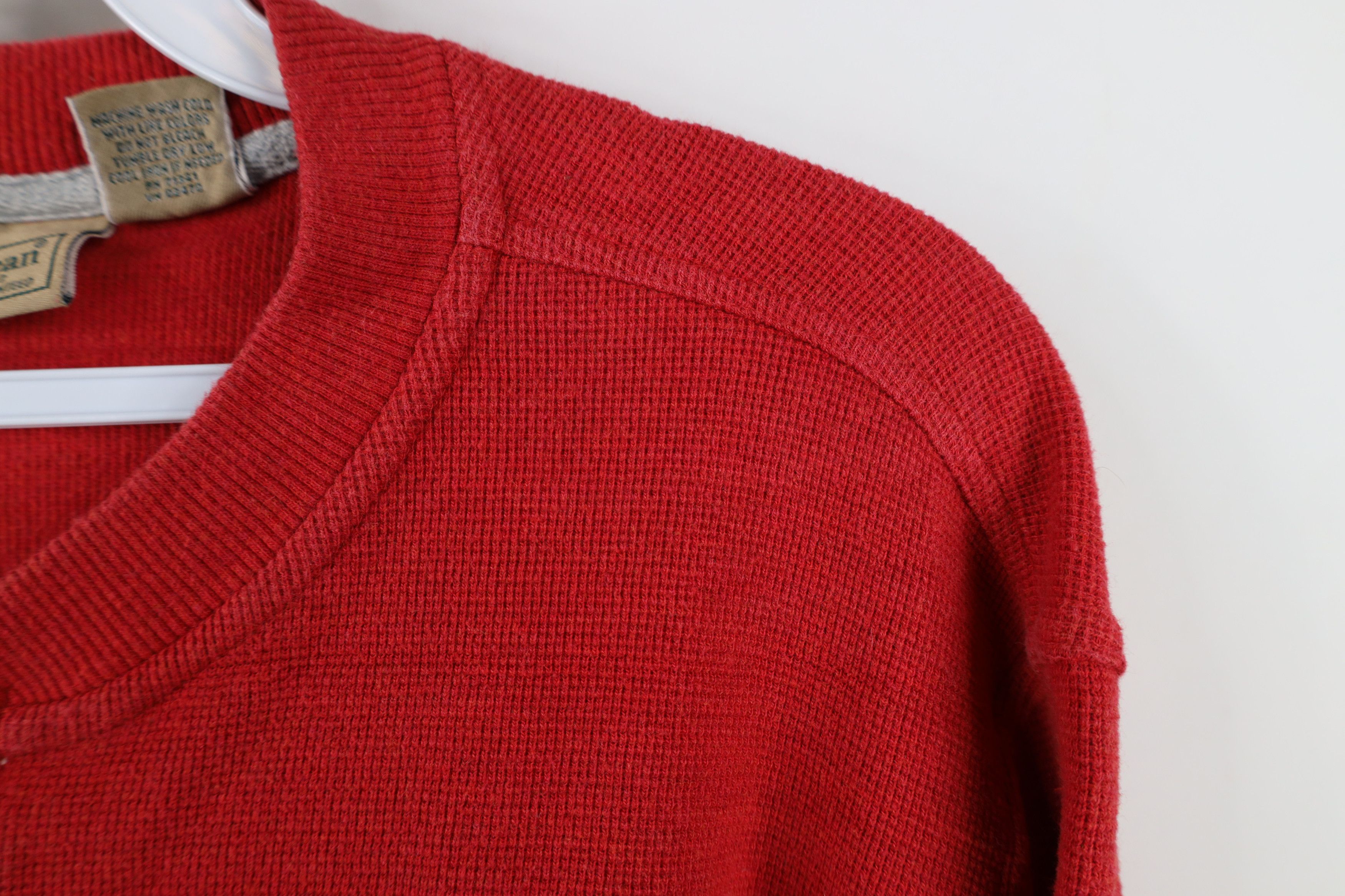 L.L. Bean Vintage LL Bean Waffle Knit Long Sleeve Henley T-Shirt Red Size US S / EU 44-46 / 1 - 4 Thumbnail