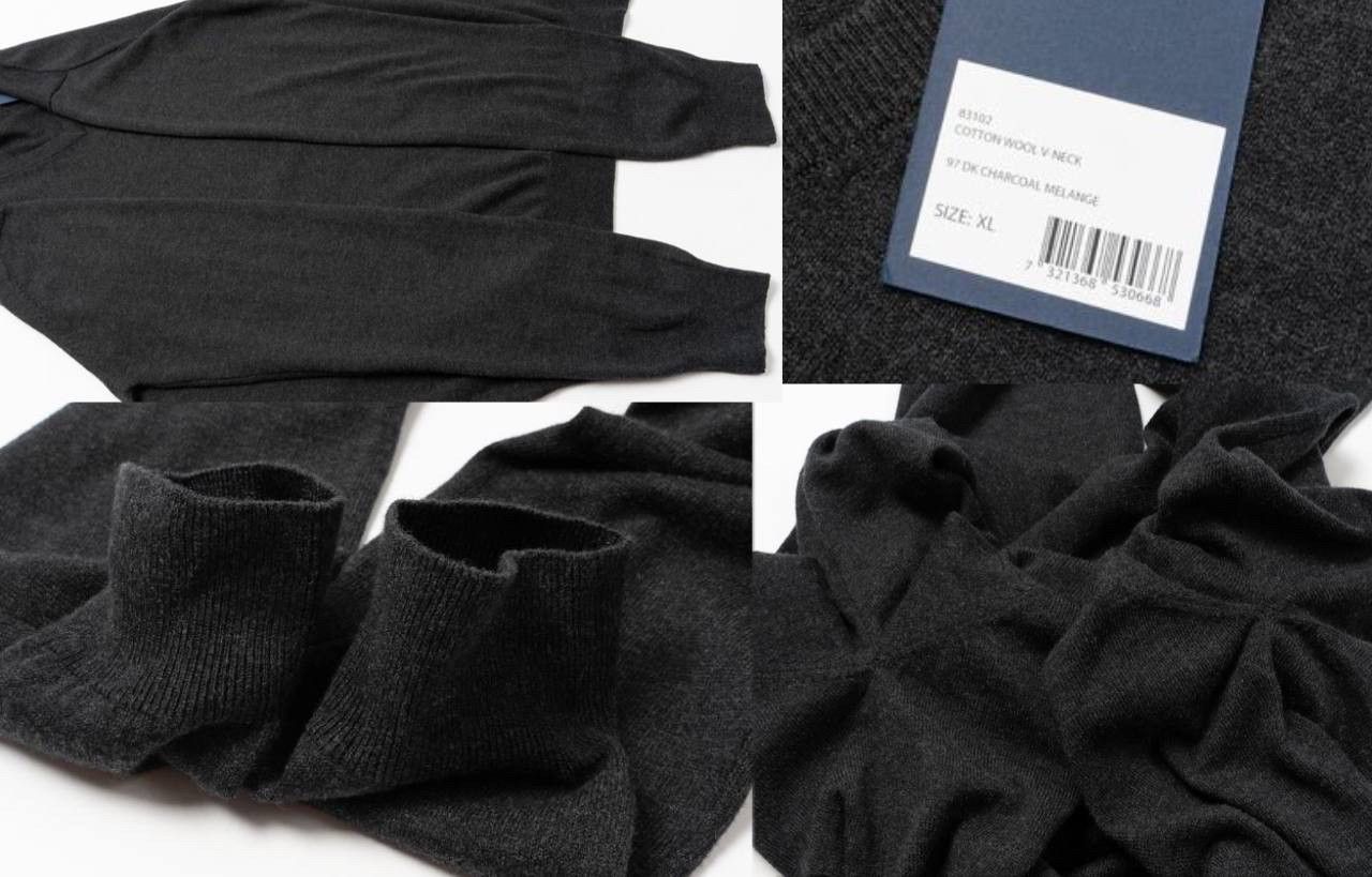 Gant 🔵GANT Wool Cotton blend V-Neck Sweater Jumper Gray Melange Size US XL / EU 56 / 4 - 3 Thumbnail