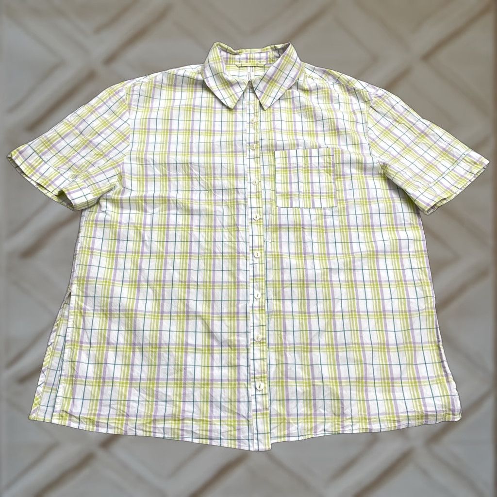 Anthropologie VINTAGE Anthropologie Women's XS Pastel Plaid Button-Down Shirt Casual Summer Spring Fall Oversized Size XS / US 0-2 / IT 36-38 - 1 Thumbnail
