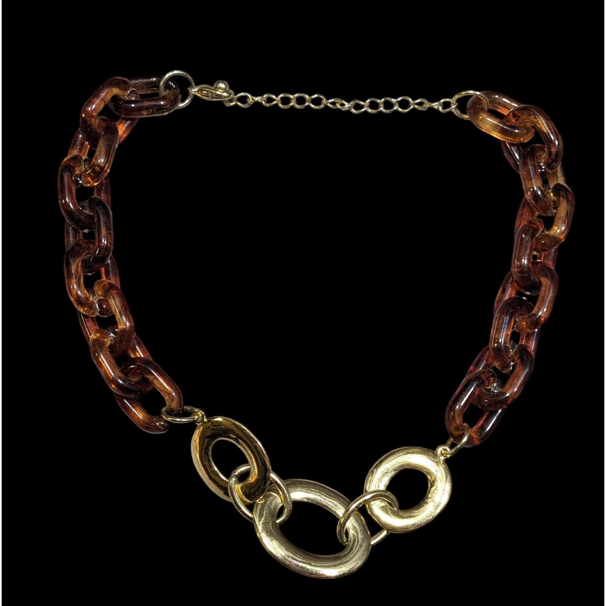 Other 90s Style Tortoise And Gold Tone Chunky Link Necklace Size ONE SIZE - 1 Thumbnail