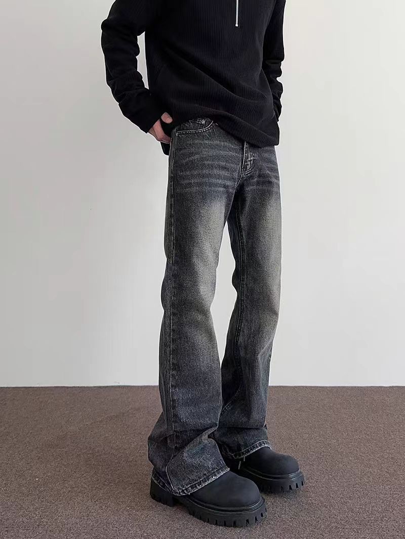Japanese Brand × Jean High Street Aged Gray Black Straight Leg Micro Flare Jeans Size US 34 / EU 50 - 1 Thumbnail