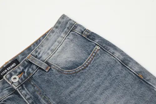 Japanese Brand × Jean American street men's distressed washed flared ripped jeans Size US 34 / EU 50 - 3 Thumbnail