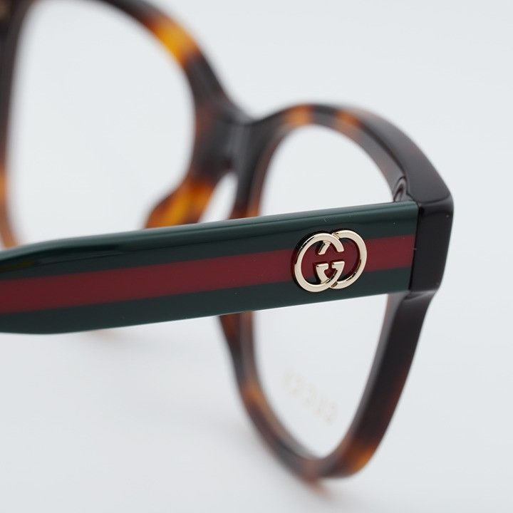 Gucci Gucci GG0038ONN 002 Eyeglasses Havana 54mm Square Frame Size ONE SIZE - 7 Thumbnail