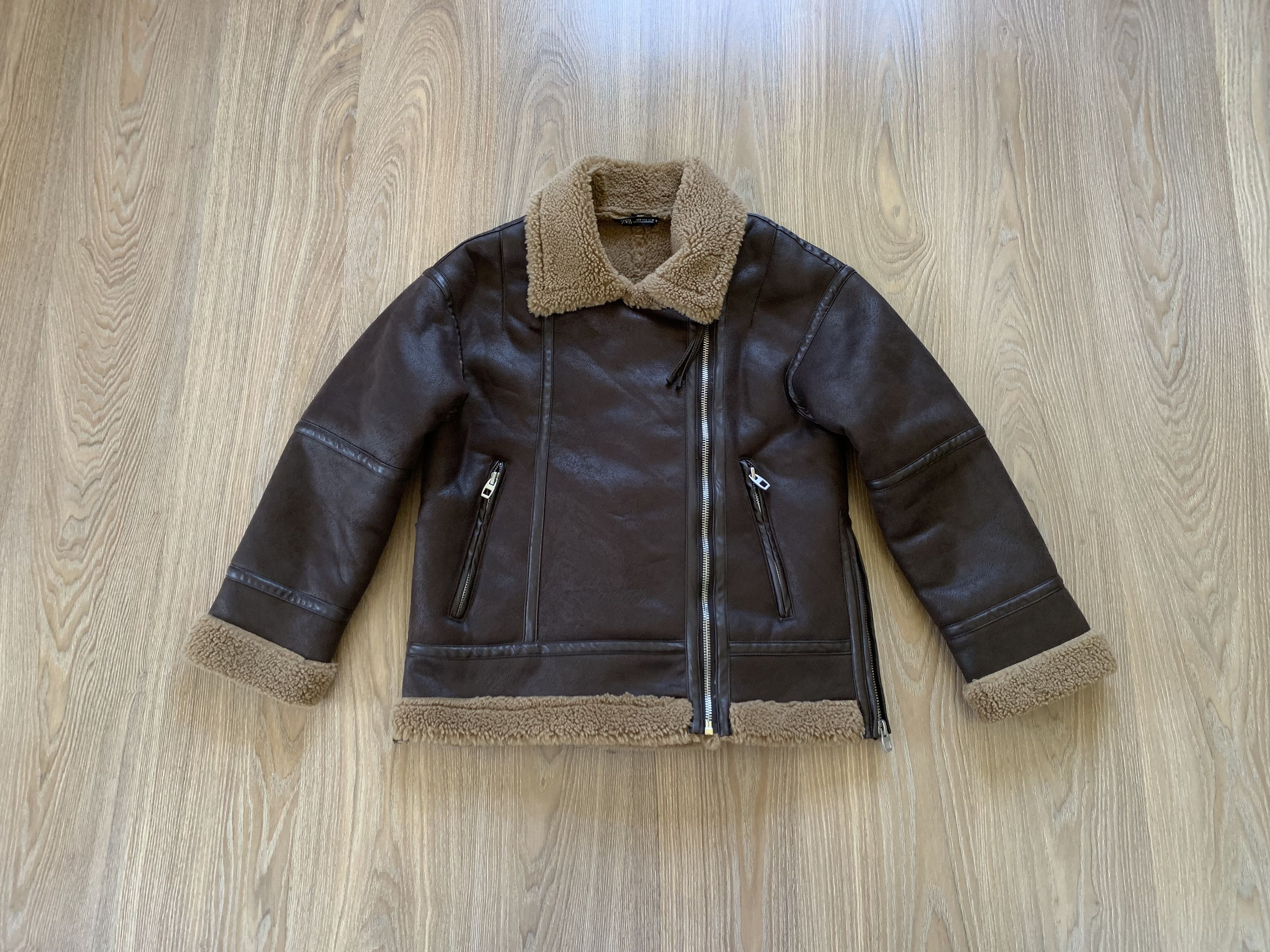 Zara Oversized Sherpa Women's Sheepskin Coat Jacket