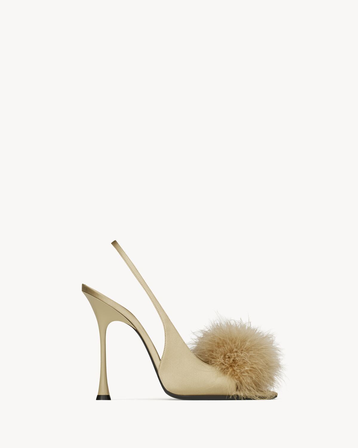 Saint Laurent Paris o1s1wg111225 805757 Paradis-Sandals in Satin and Feathers Size US 7.5 / IT 37.5 - 1 Thumbnail