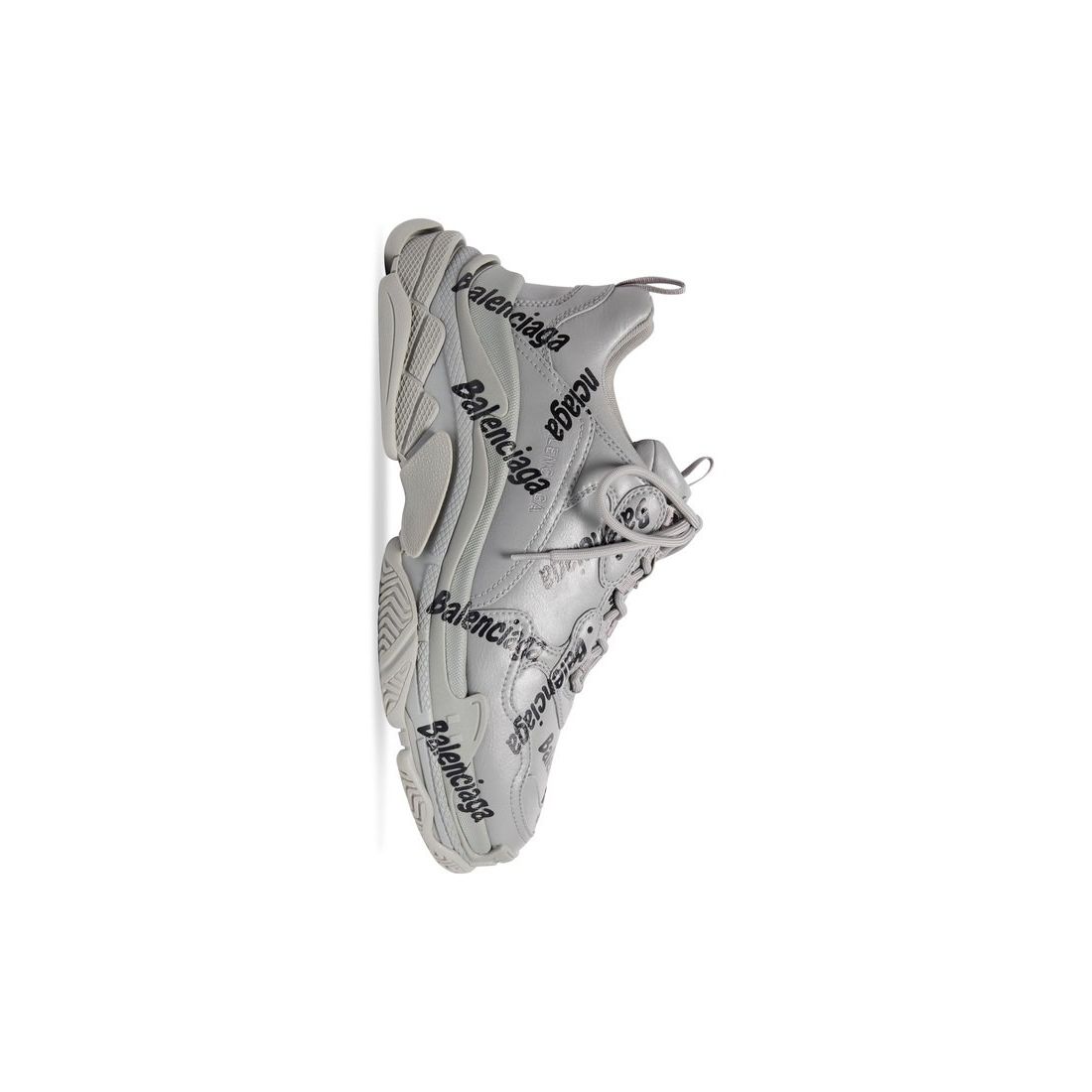 Balenciaga o1mt1gz0924 Triple S Logotype Sneaker in Grey/Black Size US 14 / EU 47 - 2 Thumbnail
