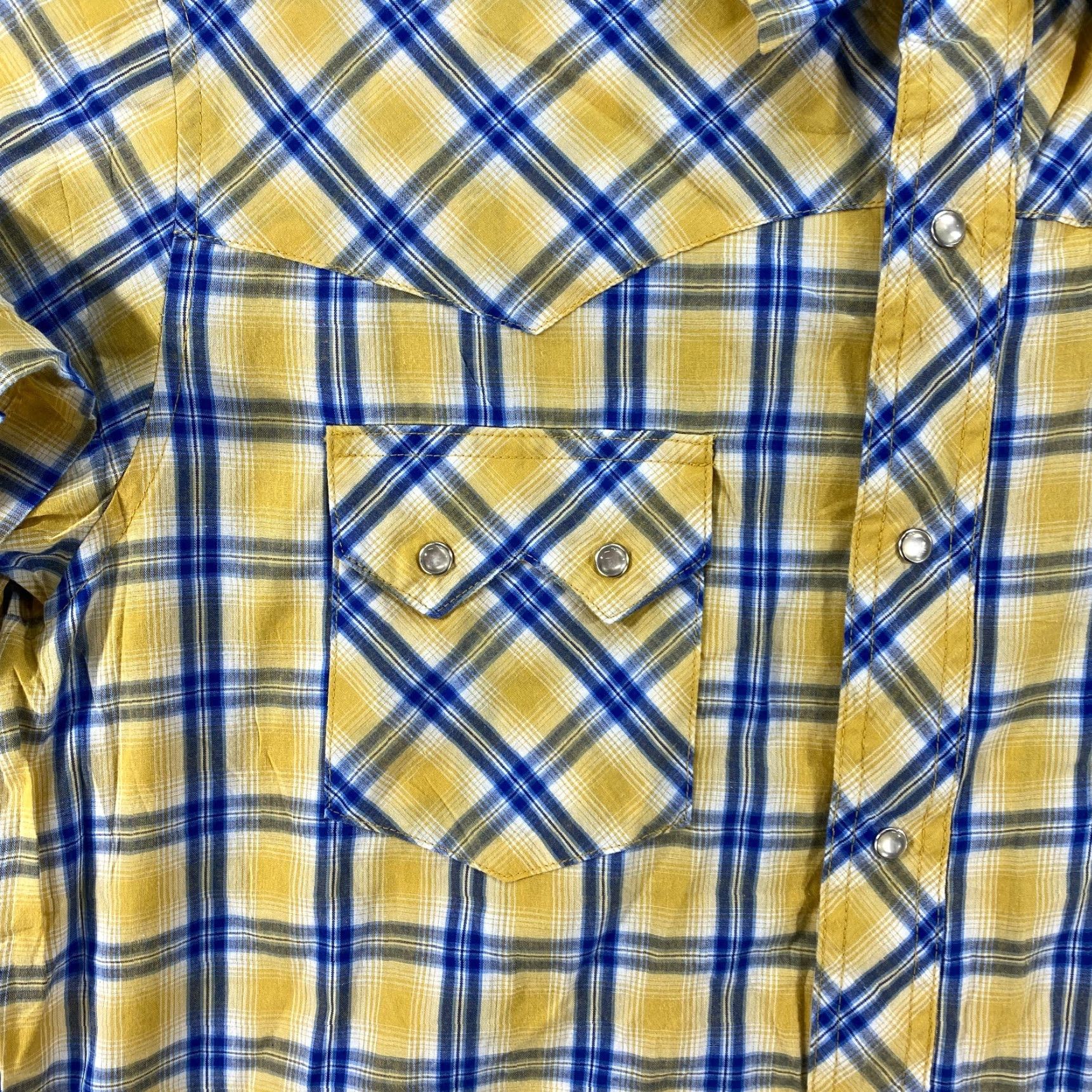 Wrangler VINTAGE Wrangler Cowboy Western Short Sleeve Pearl Snap Yellow Striped Shirt Mens Size L Size US L / EU 52-54 / 3 - 4 Thumbnail
