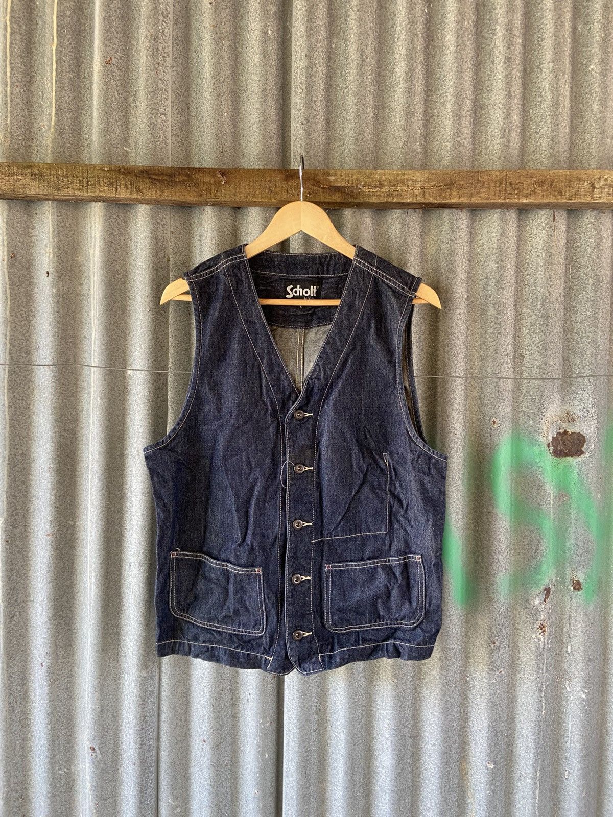 Schott Dark wash denim Schott vest Size US L / EU 52-54 / 3 - 1 Thumbnail