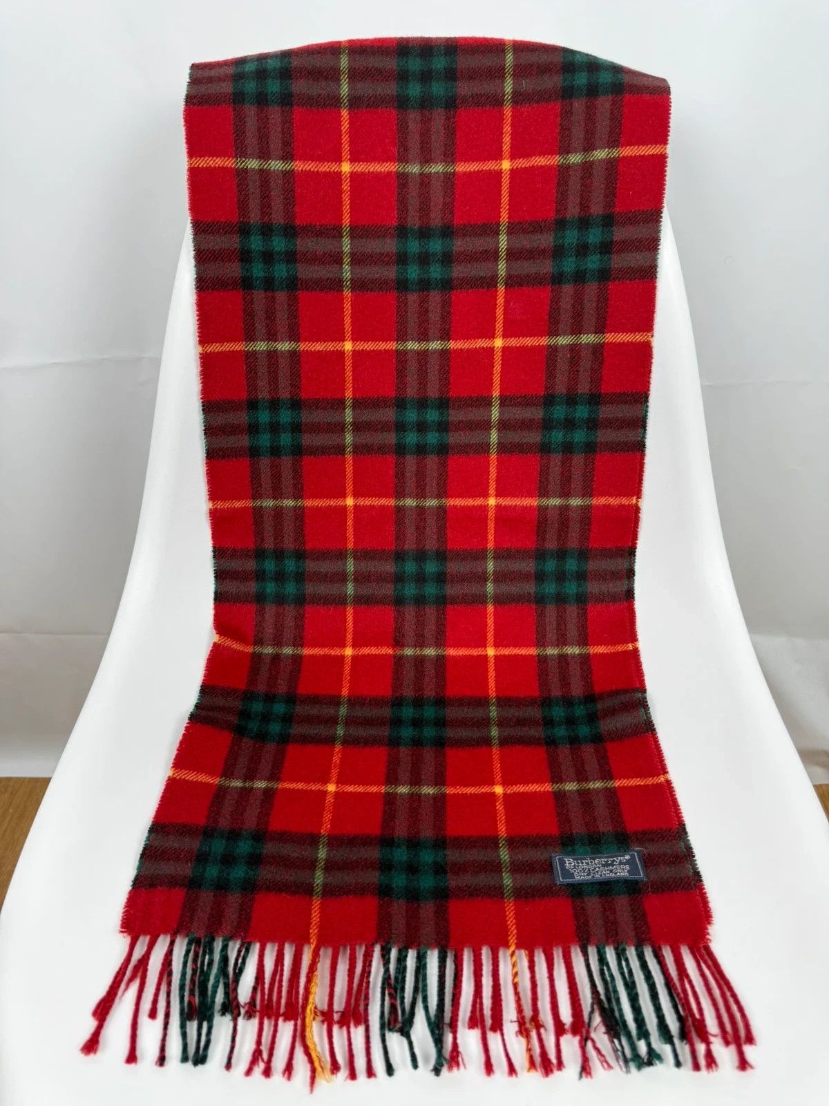 Burberry Burberry Vintage Burberrys Scarf 100% Cashmere Plaid Check Size ONE SIZE - 2 Thumbnail